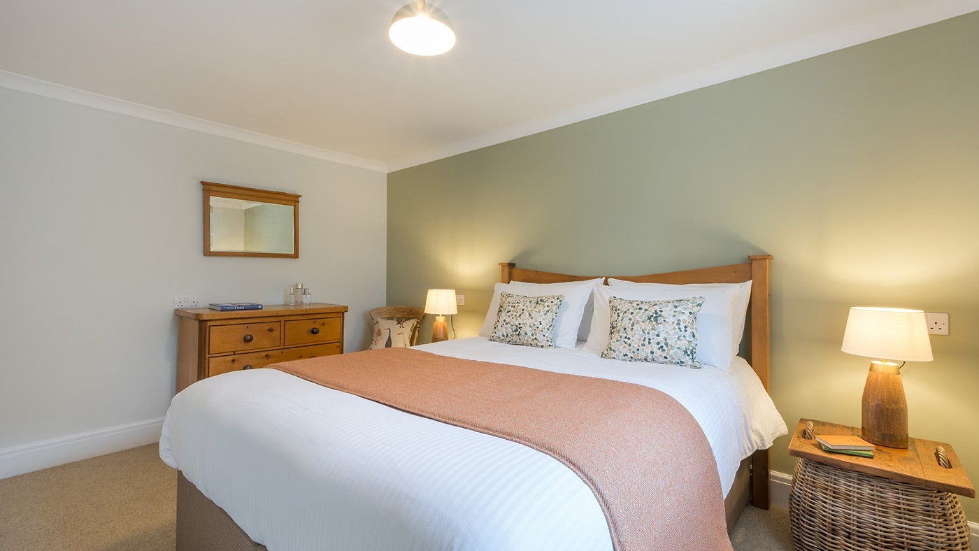 The double bedroom at Hayrick, Lanteglos-by-Fowey, Cornwall