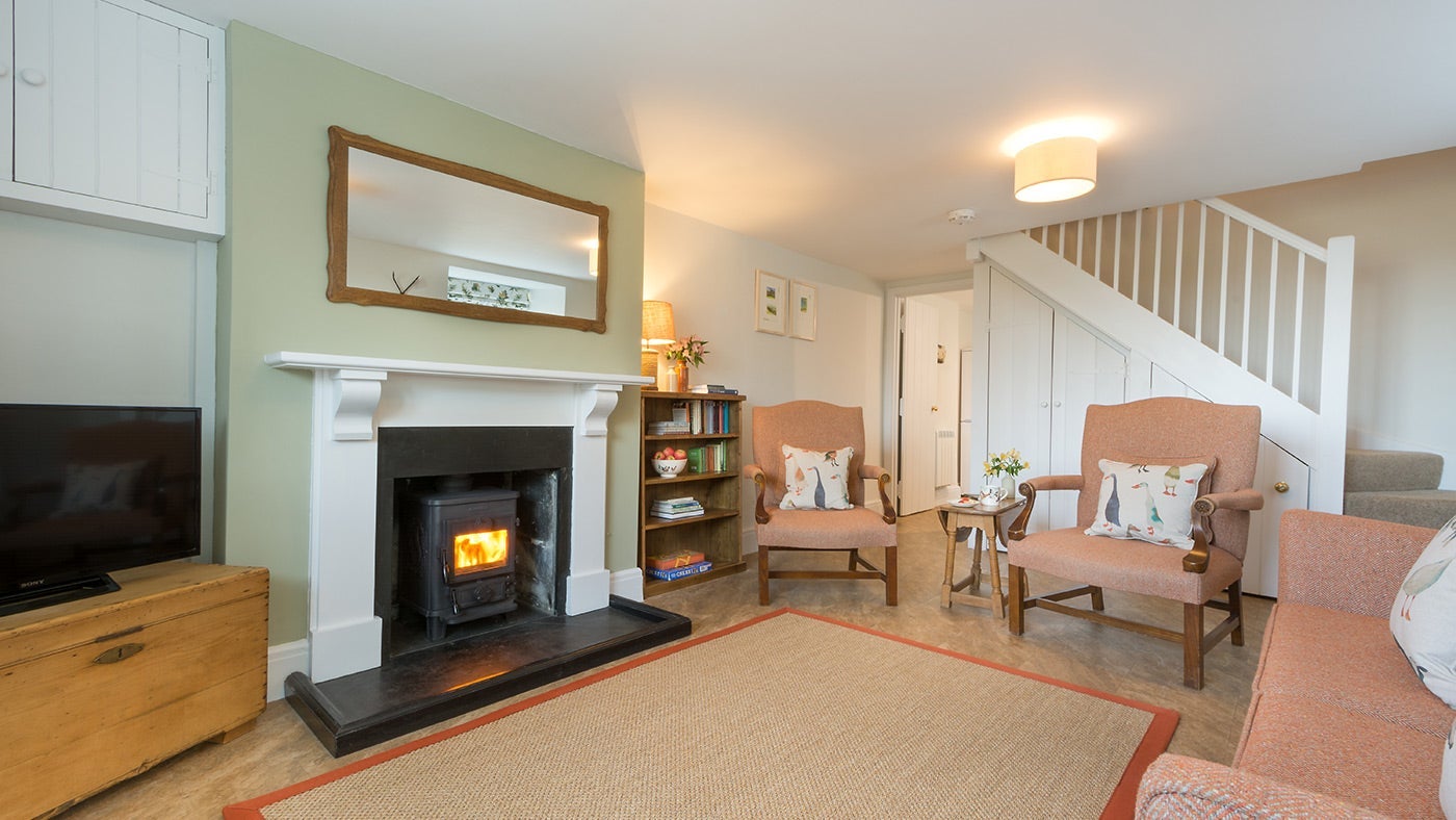 The sitting room at Hayrick, Lanteglos-by-Fowey, Cornwall