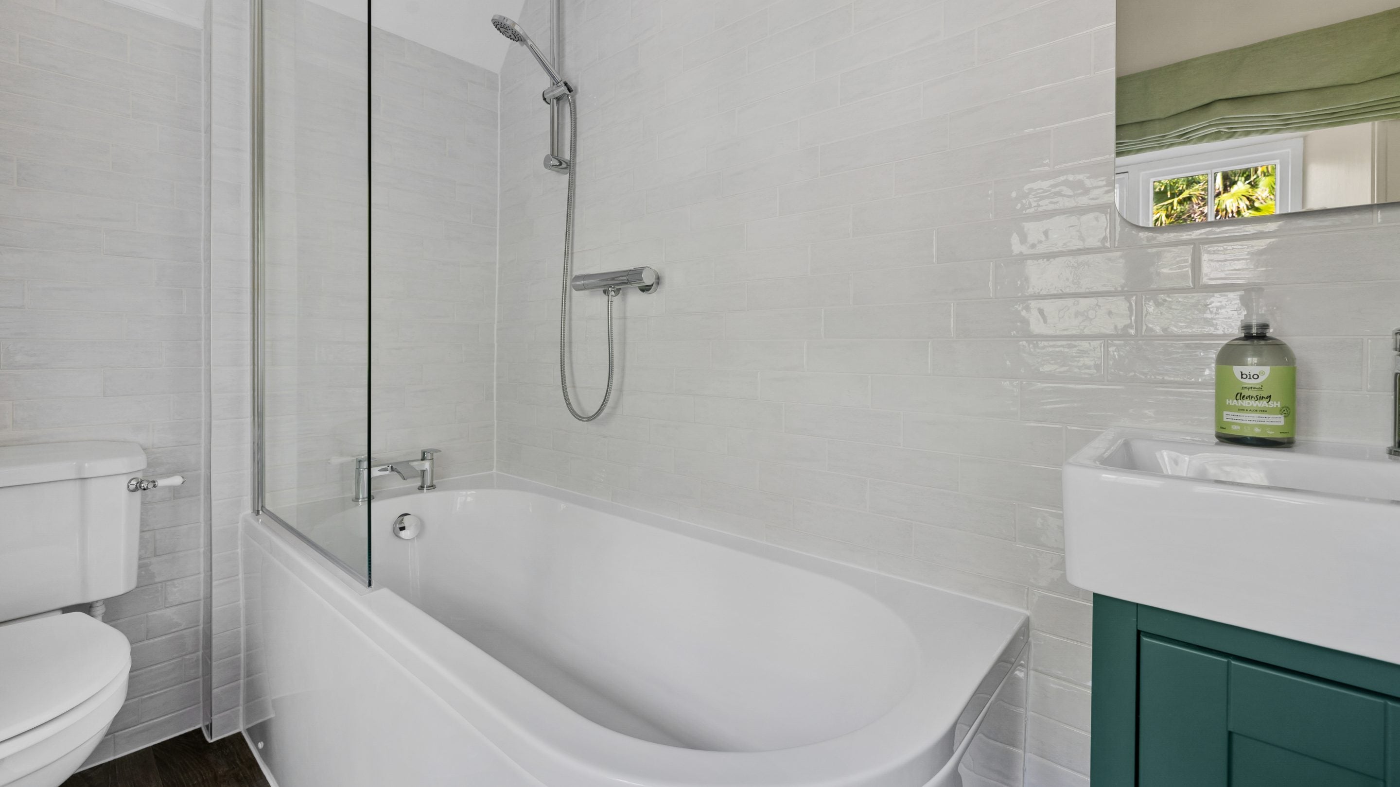 The first-floor family bathroom at Helston Lodge, Cornwall