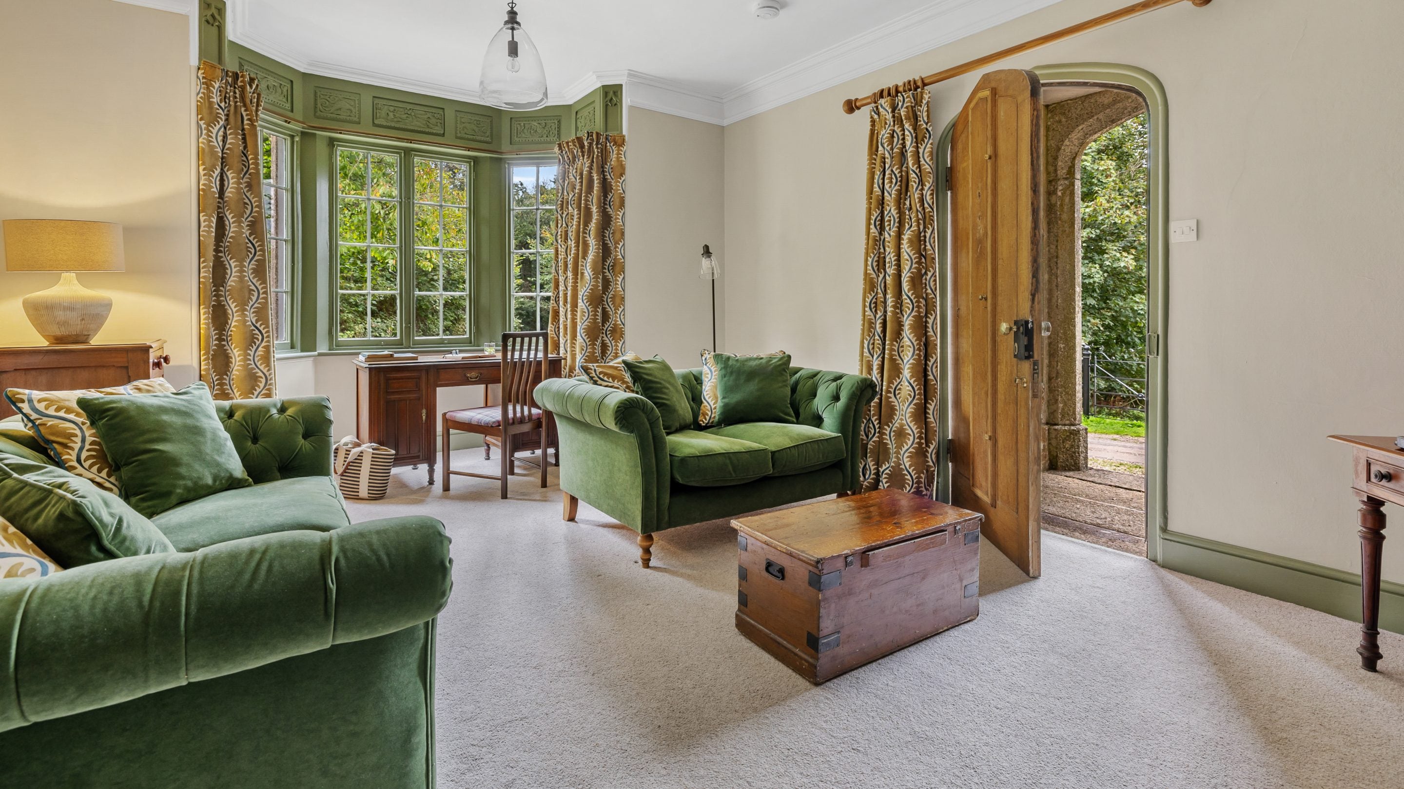 The sitting room at Helston Lodge, Cornwall
