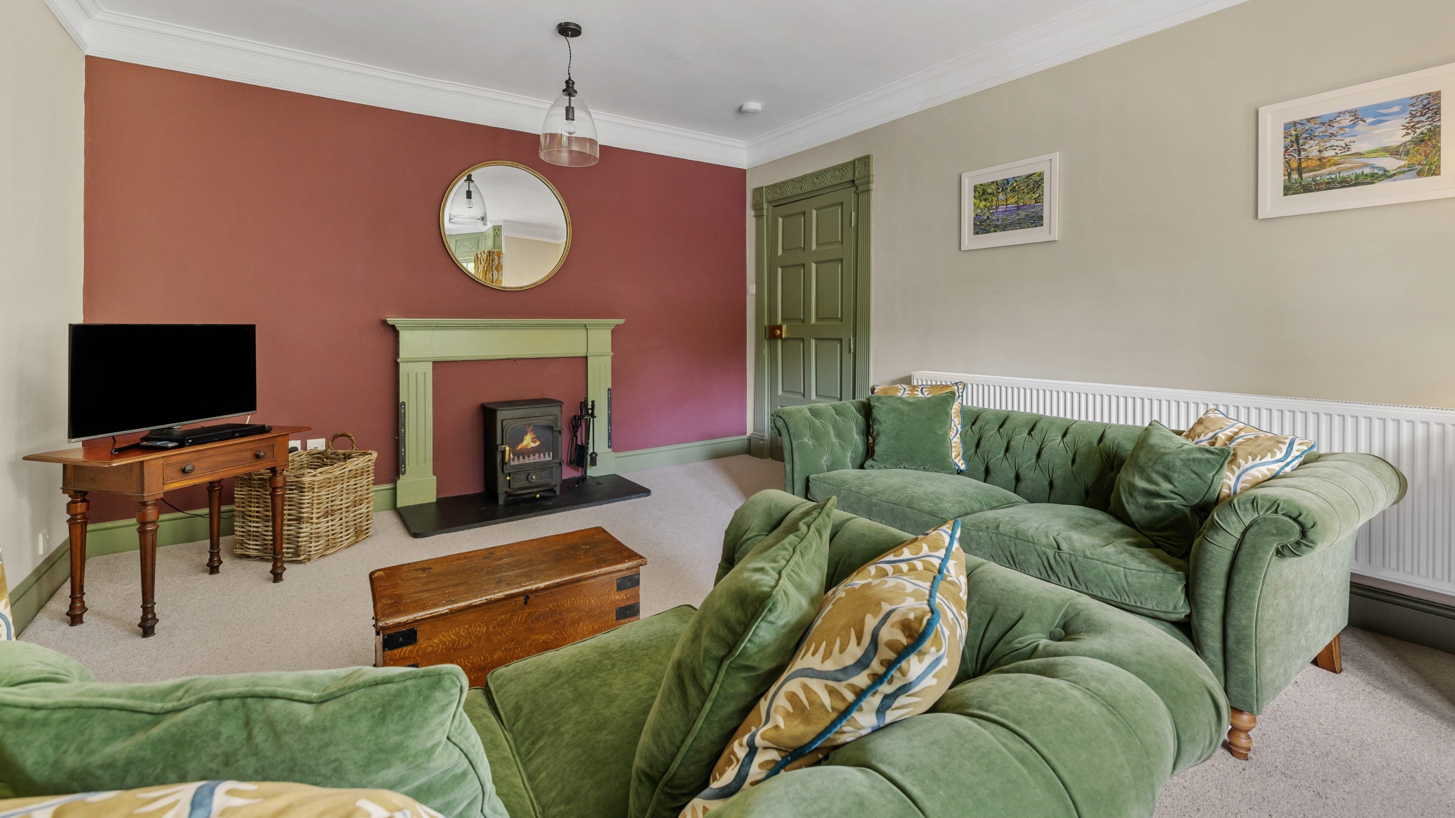 The sitting room at Helston Lodge, Cornwall