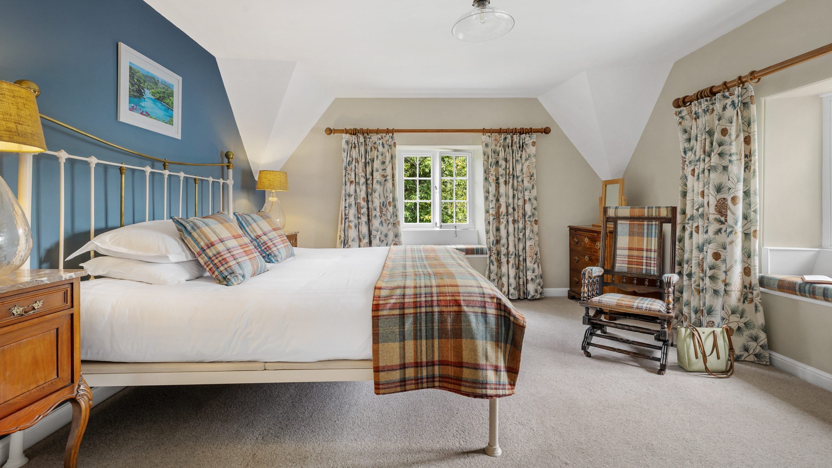 The super-king bedroom at Helston Lodge, Cornwall