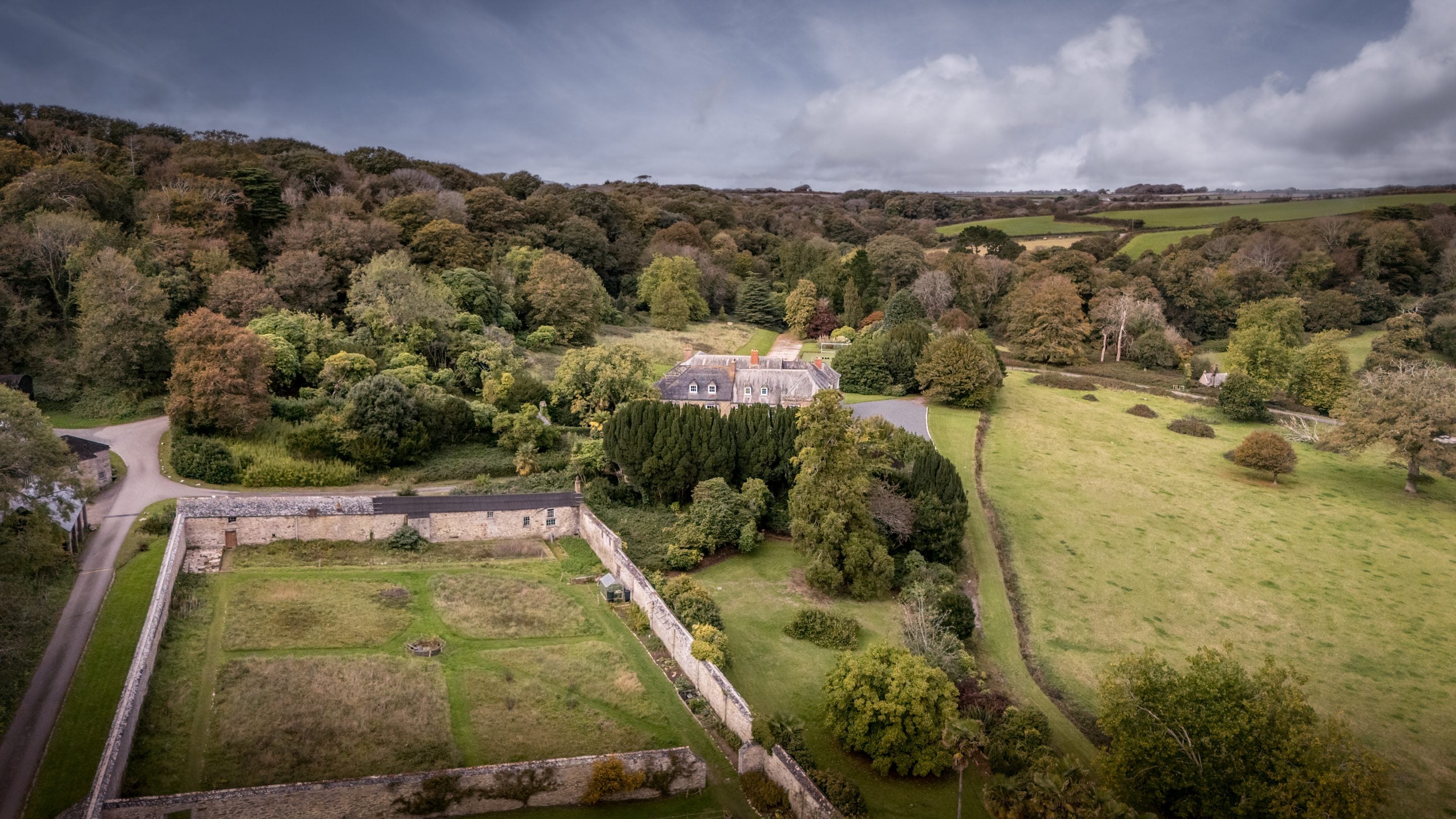 An aerial view of the Penrose Estate, Cornwall