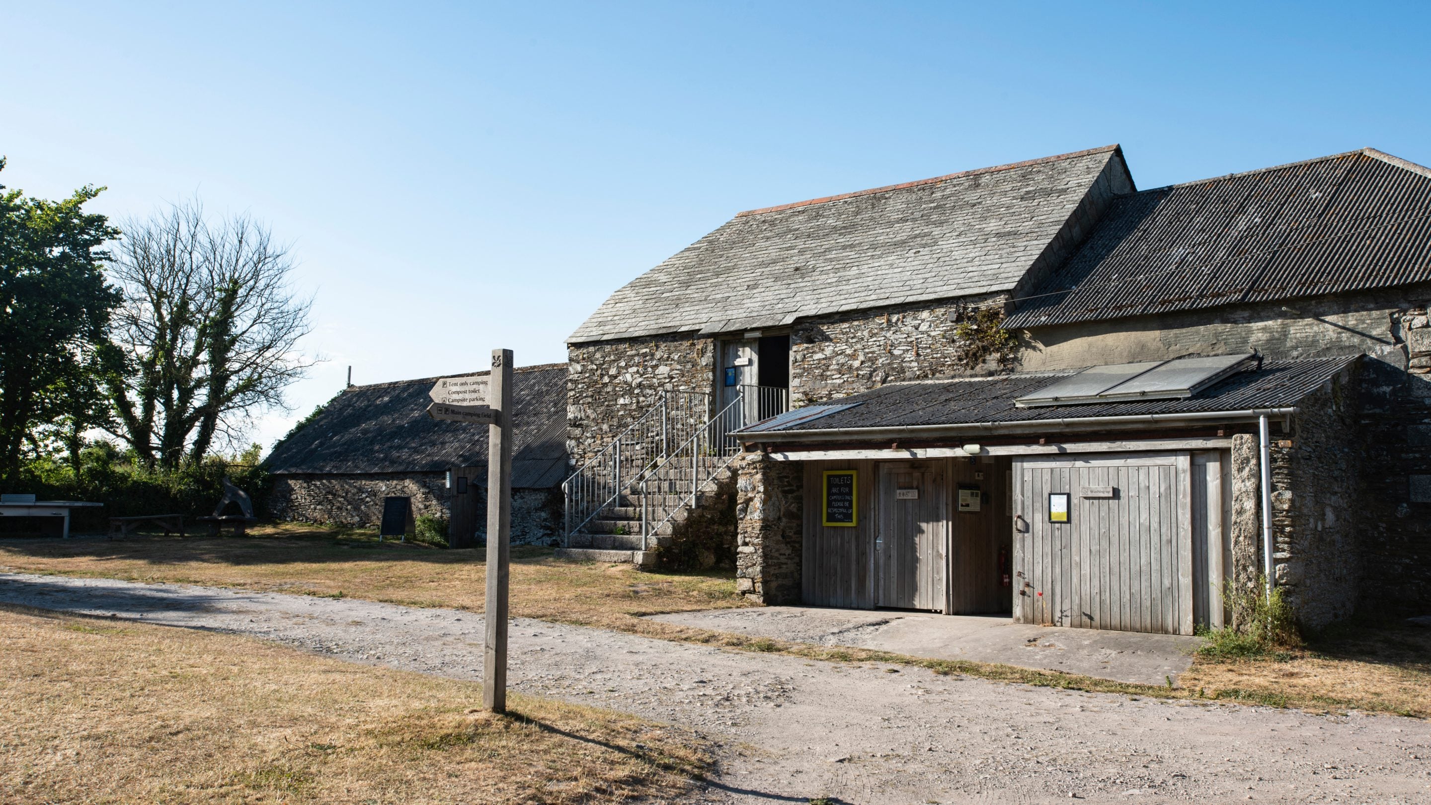 The shared barn at Highertown Farm Campsite, Cornwall
