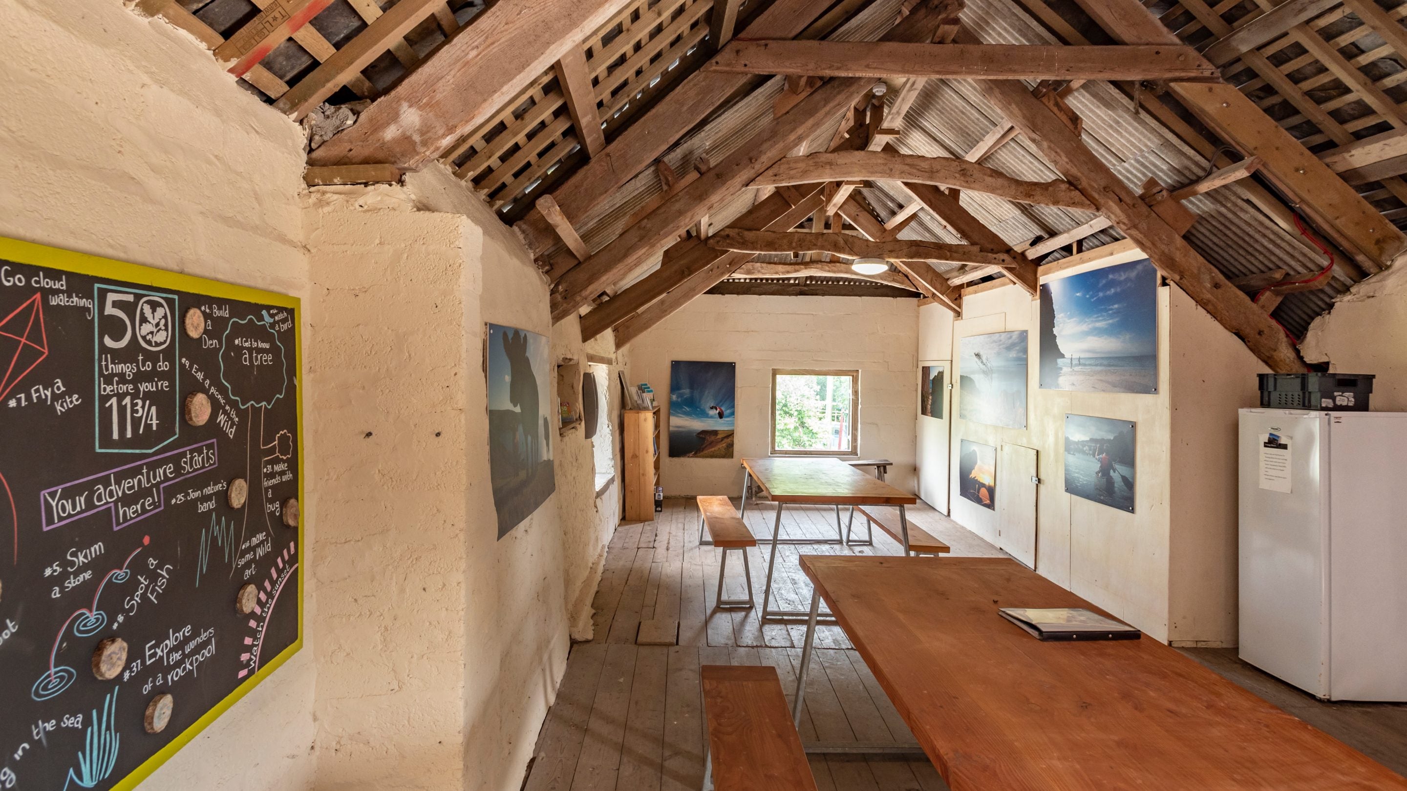 The interior of the shared barn at Highertown Farm Campsite, Cornwall