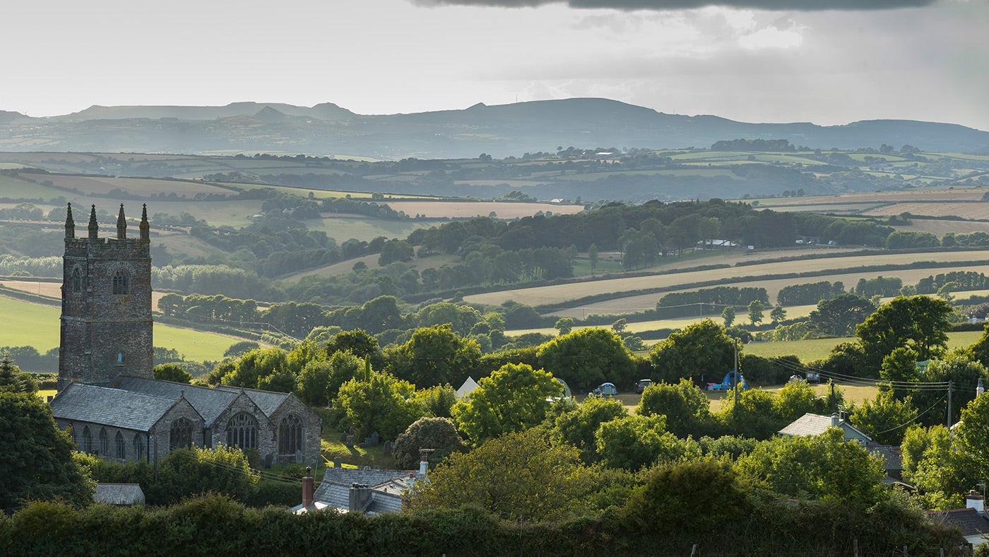 View of Highertown Farm campsite, Cornwall