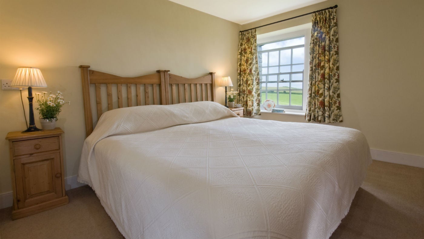 The double bedroom at Old House, Lanteglos-by-Fowey, Cornwall
