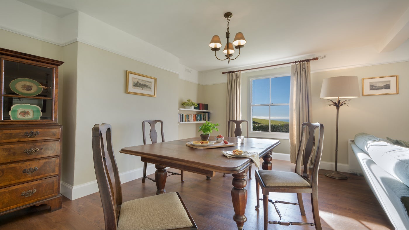 The dining area at West House, Lanteglos-by-Fowey, Cornwall