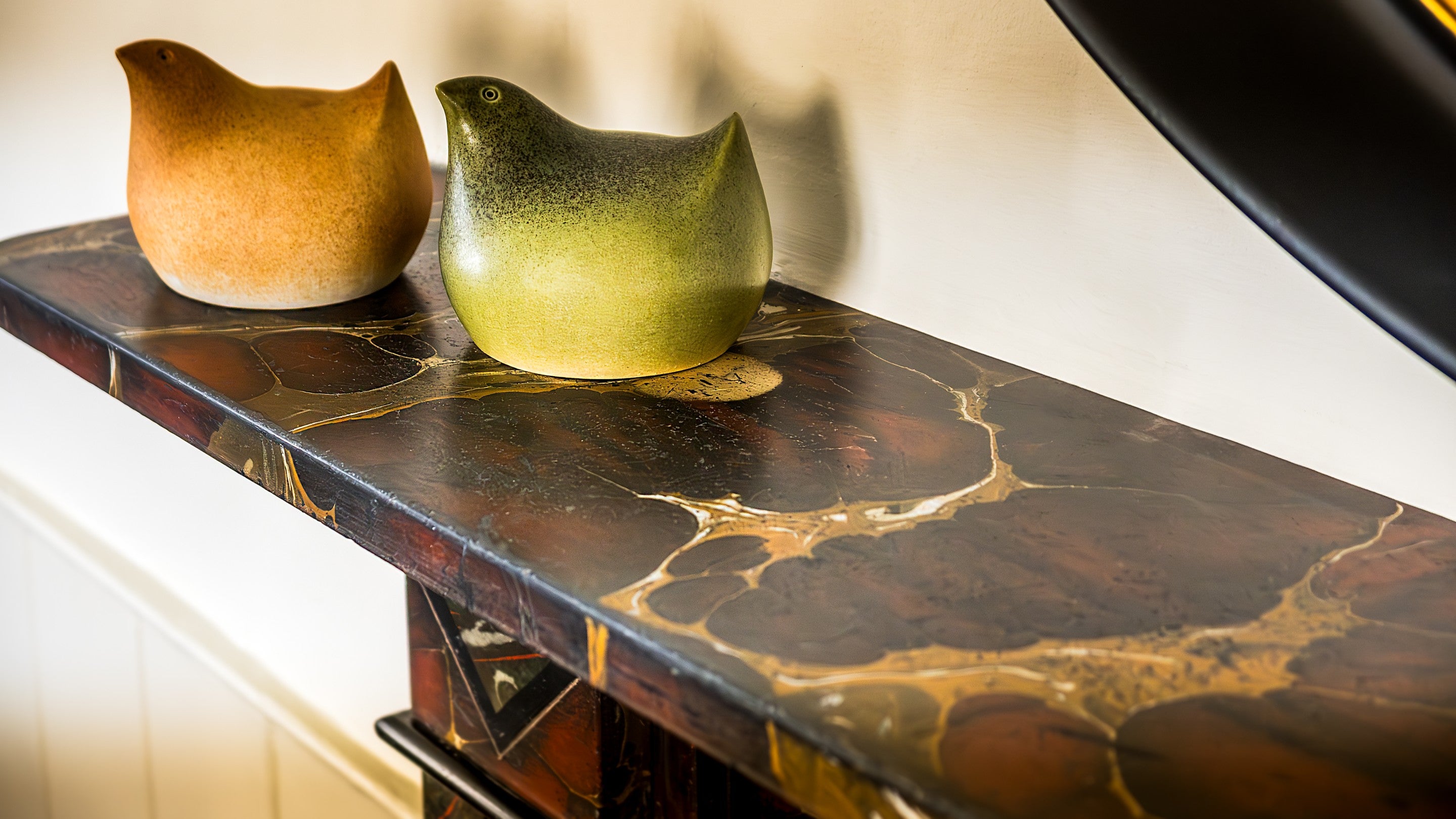 The fireplace mantel in the dining room of Miller's House, Cornwall