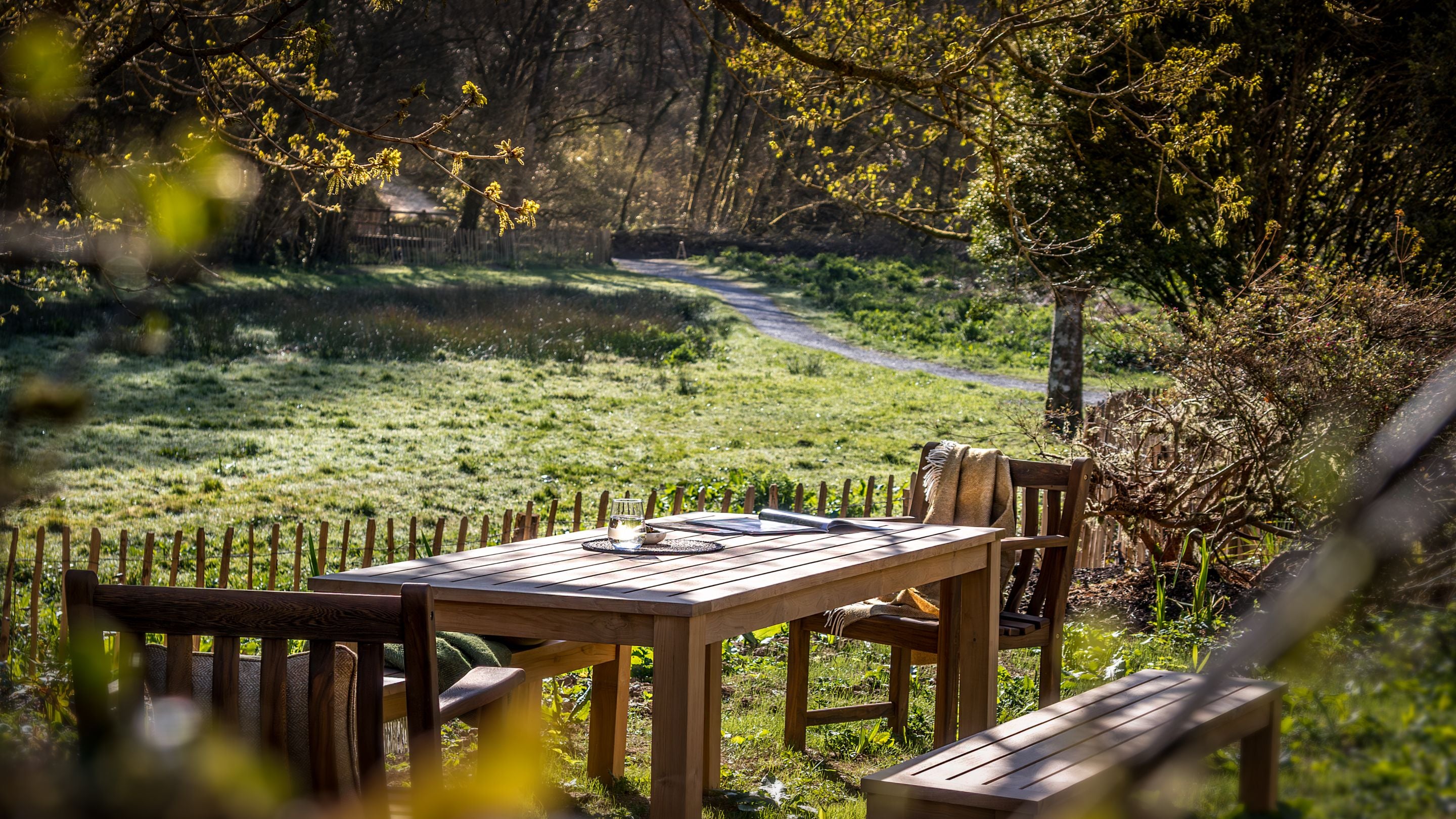 The outdoor dining furniture in the garden of Miller's House, Cornwall
