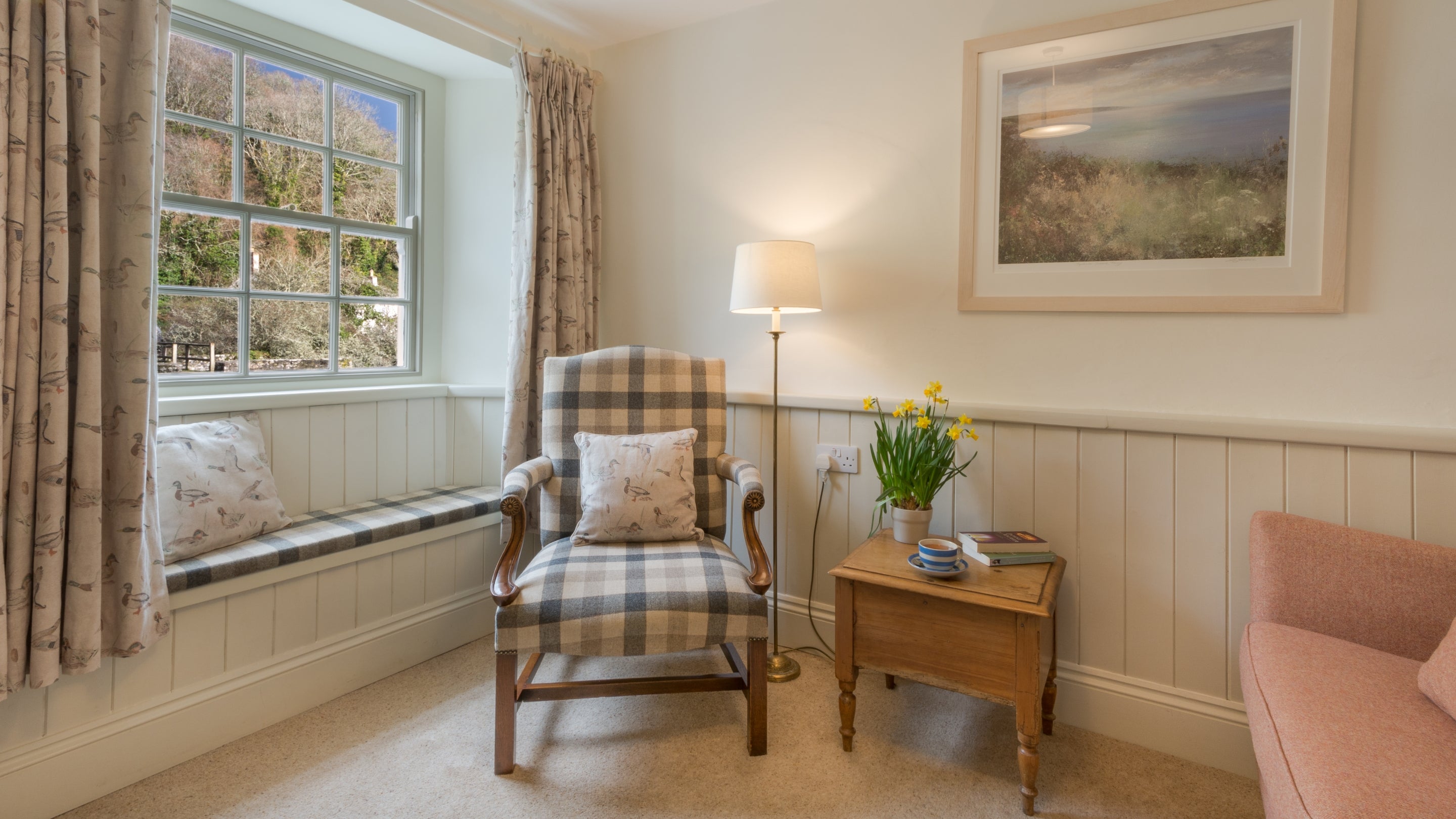 The sitting room at Mohun, Cornwall