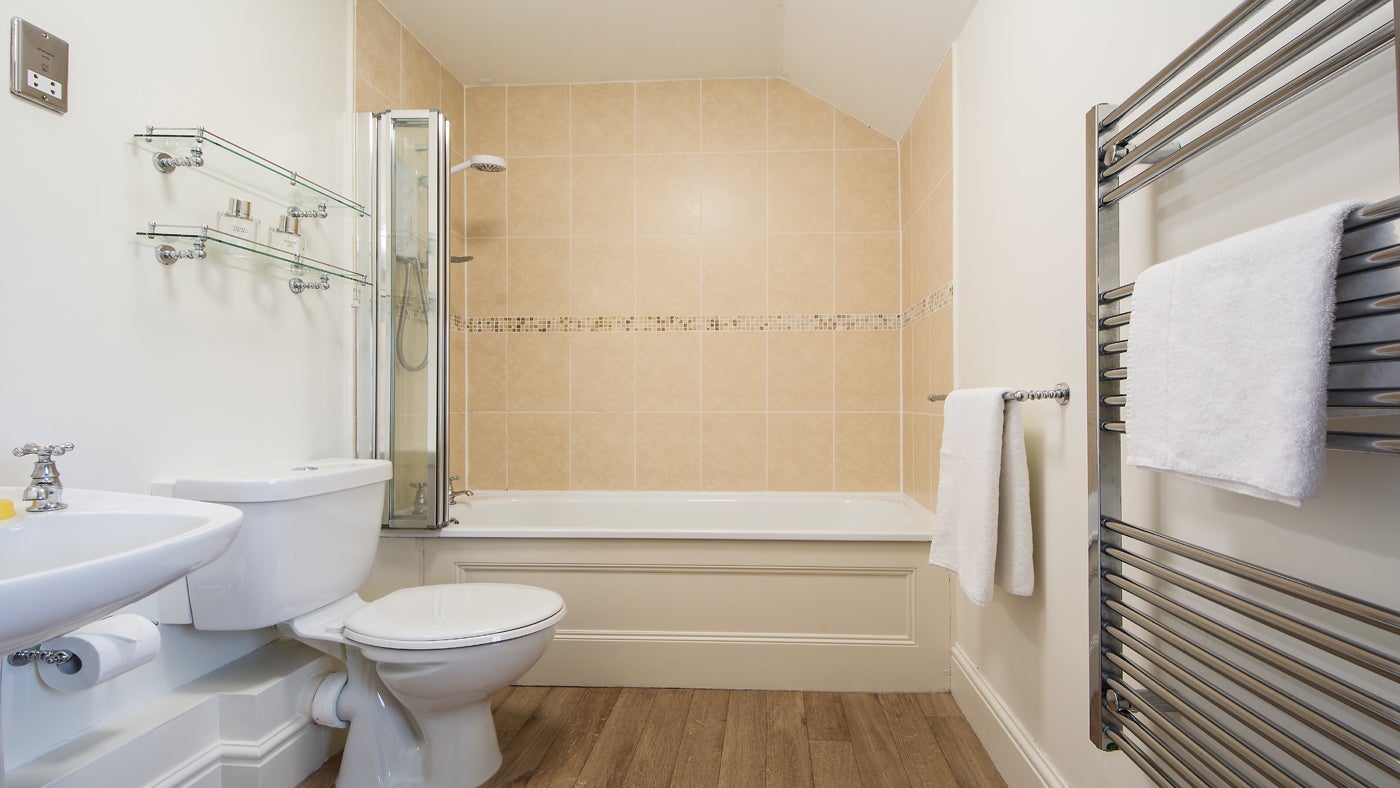 The main bathroom at Mowhay, Roseland, Cornwall