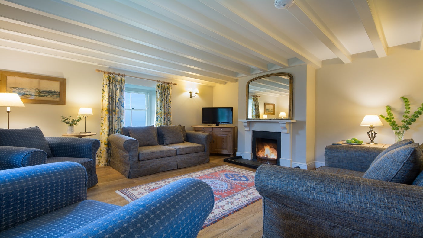 The sitting room at Mowhay, Roseland, Cornwall