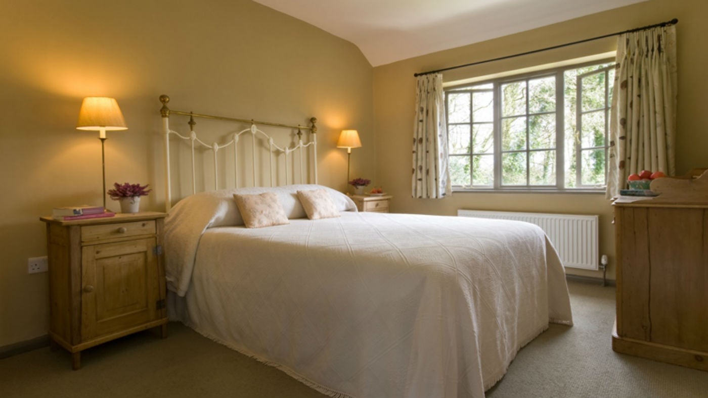 A double bedroom at Nanceglos House, Penzance, Cornwall