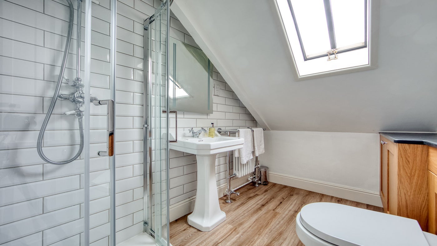 The shower room at Overhaven, Polzeath, Cornwall