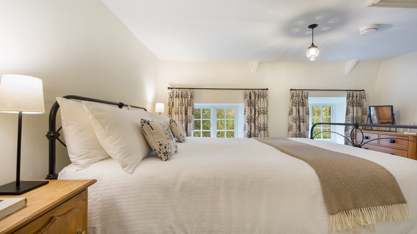 The double bedroom at Penhaligon's, Roseland, Cornwall