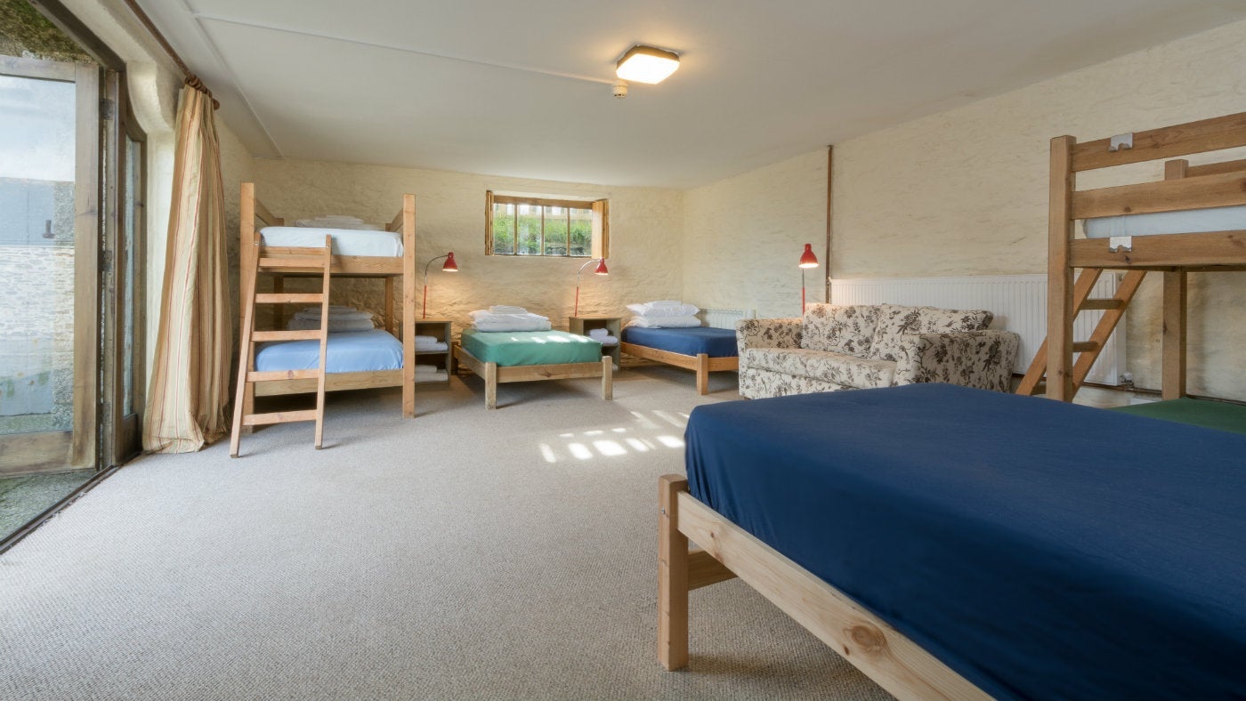 Ground floor bedroom at Penrose Bunkhouse, Cornwall