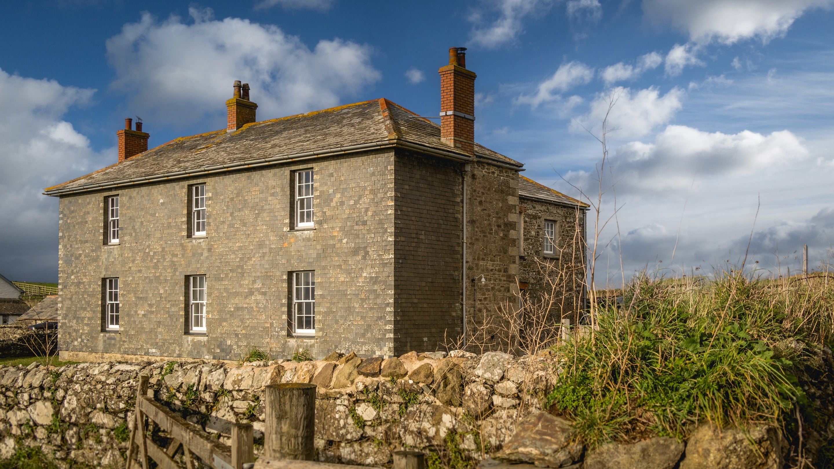 The exterior of Pentire Head Farmhouse, Cornwall