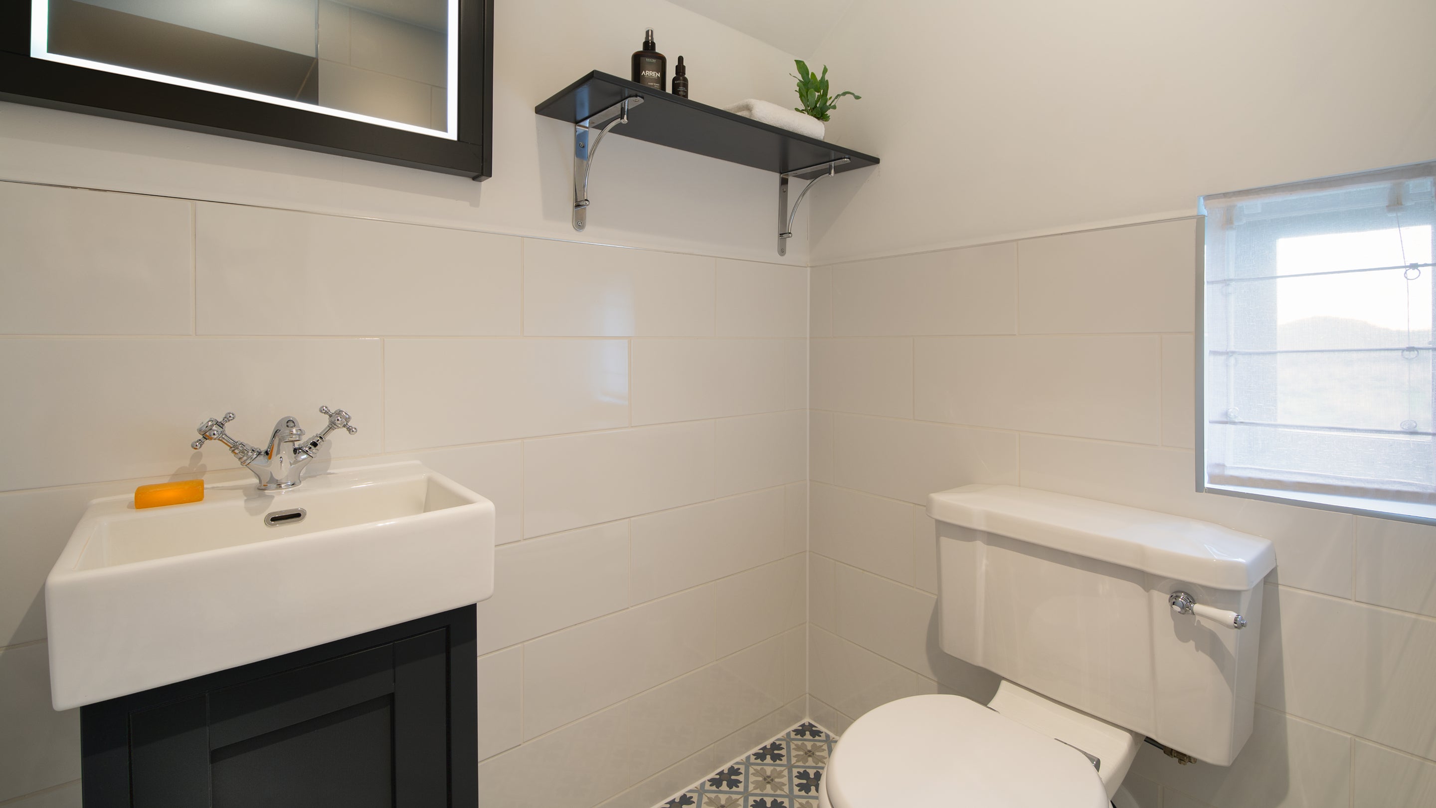 The shower room at Pentire Head Farmhouse, Cornwall