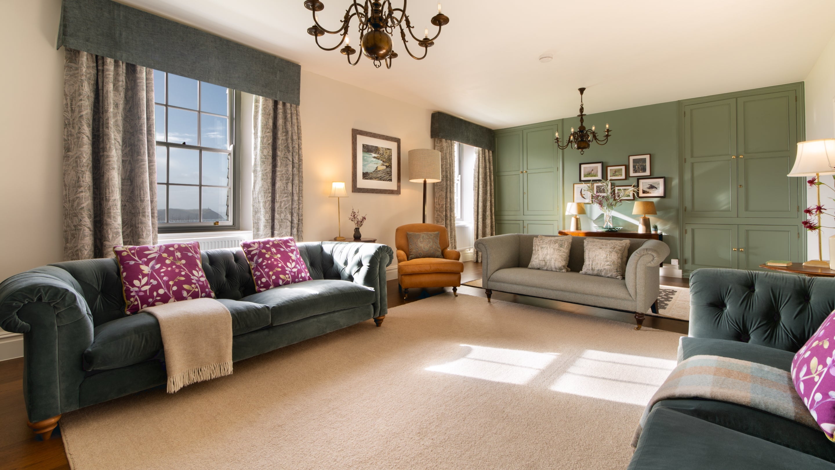 The sitting room at Pentire Head Farmhouse, Cornwall