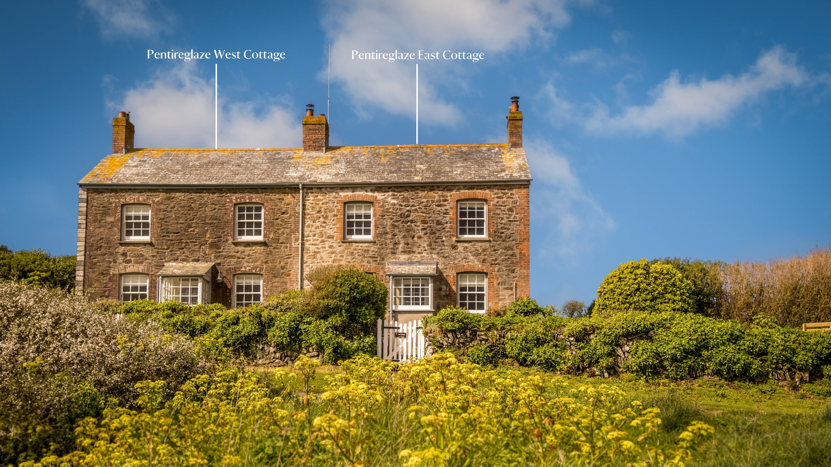 The exterior of Pentireglaze West and East Cottages, Cornwall