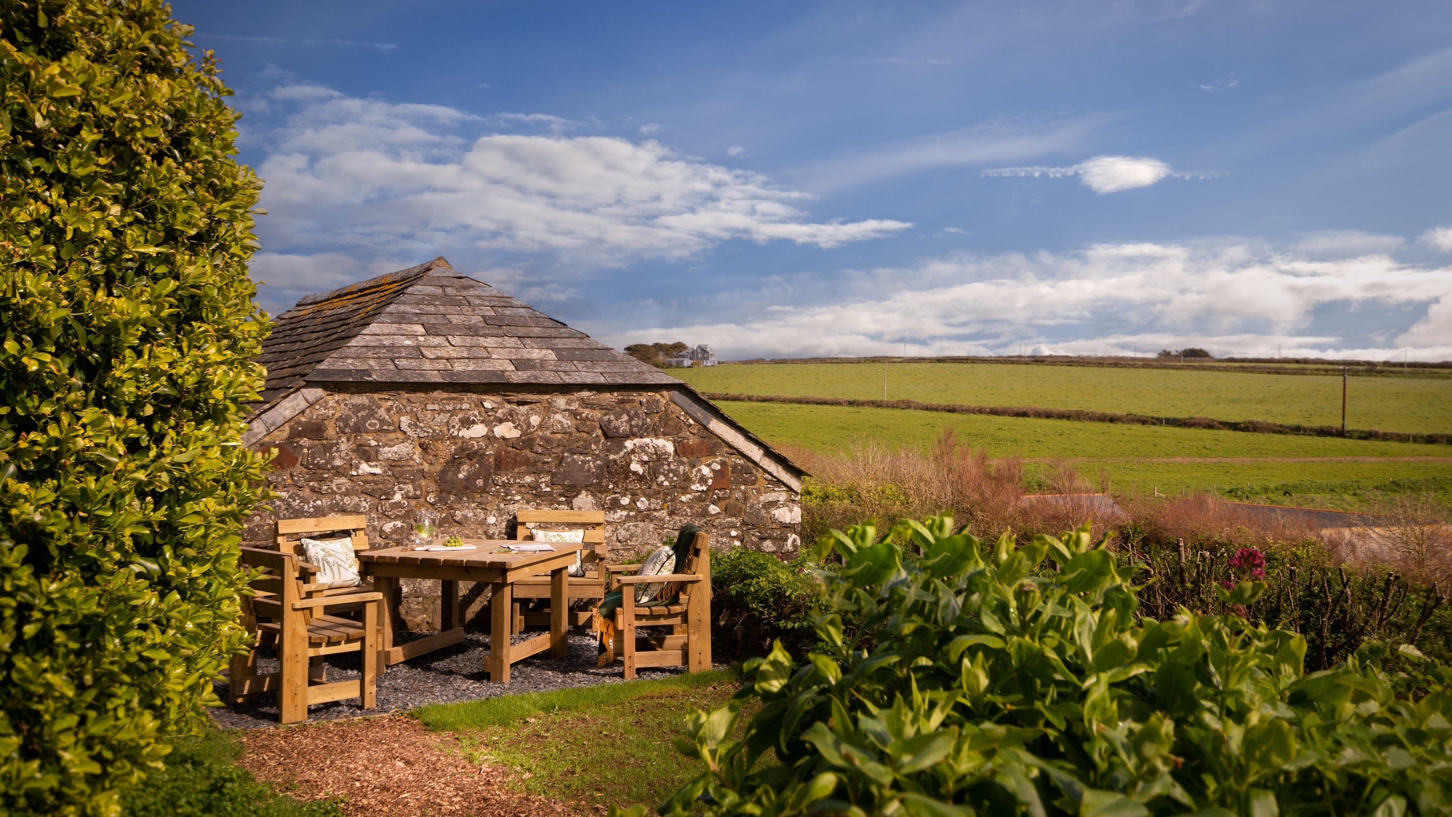 The outdoor seating at Pentireglaze East Cottage, Cornwall