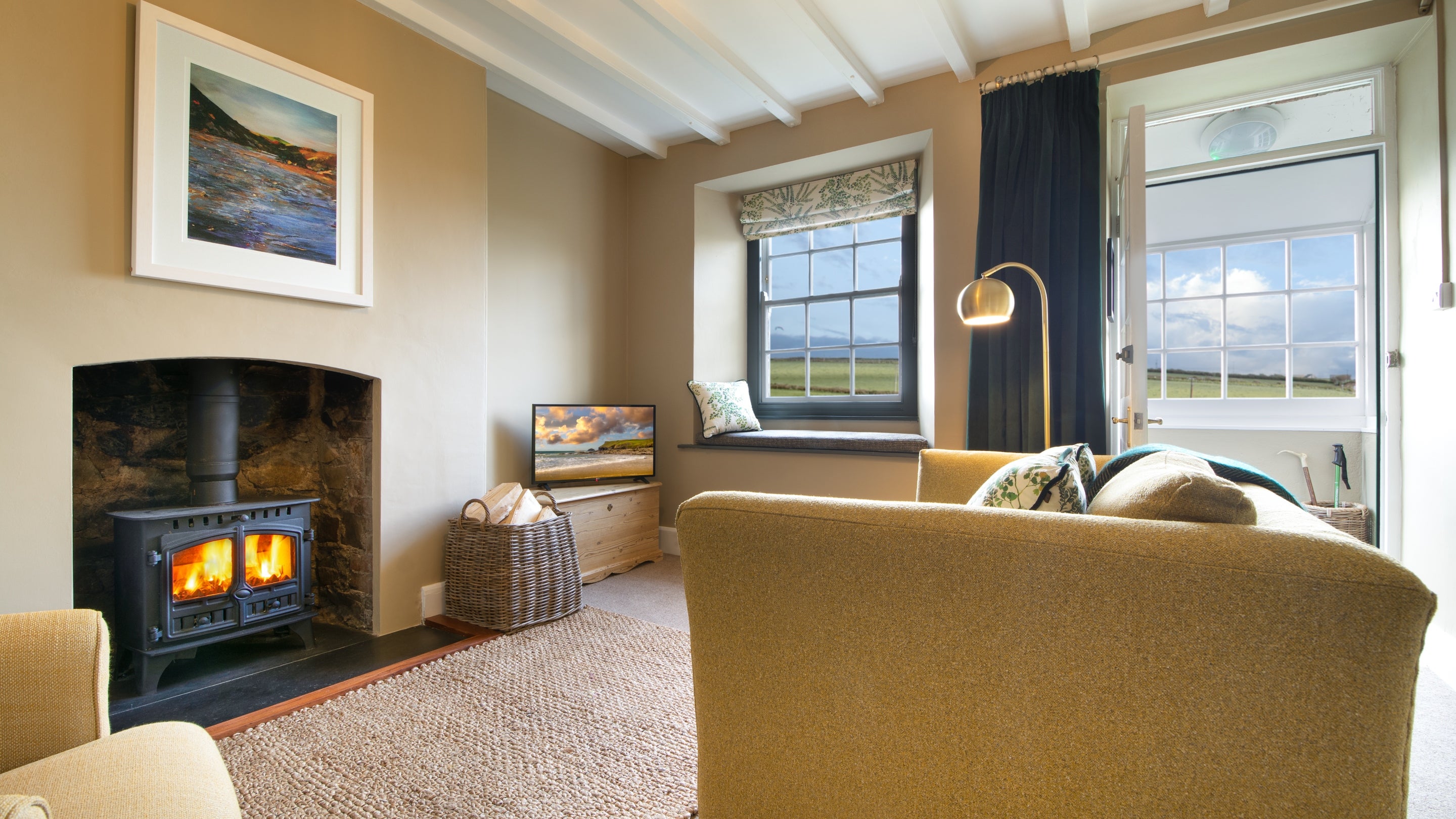 The sitting room at Pentireglaze East Cottage, Cornwall