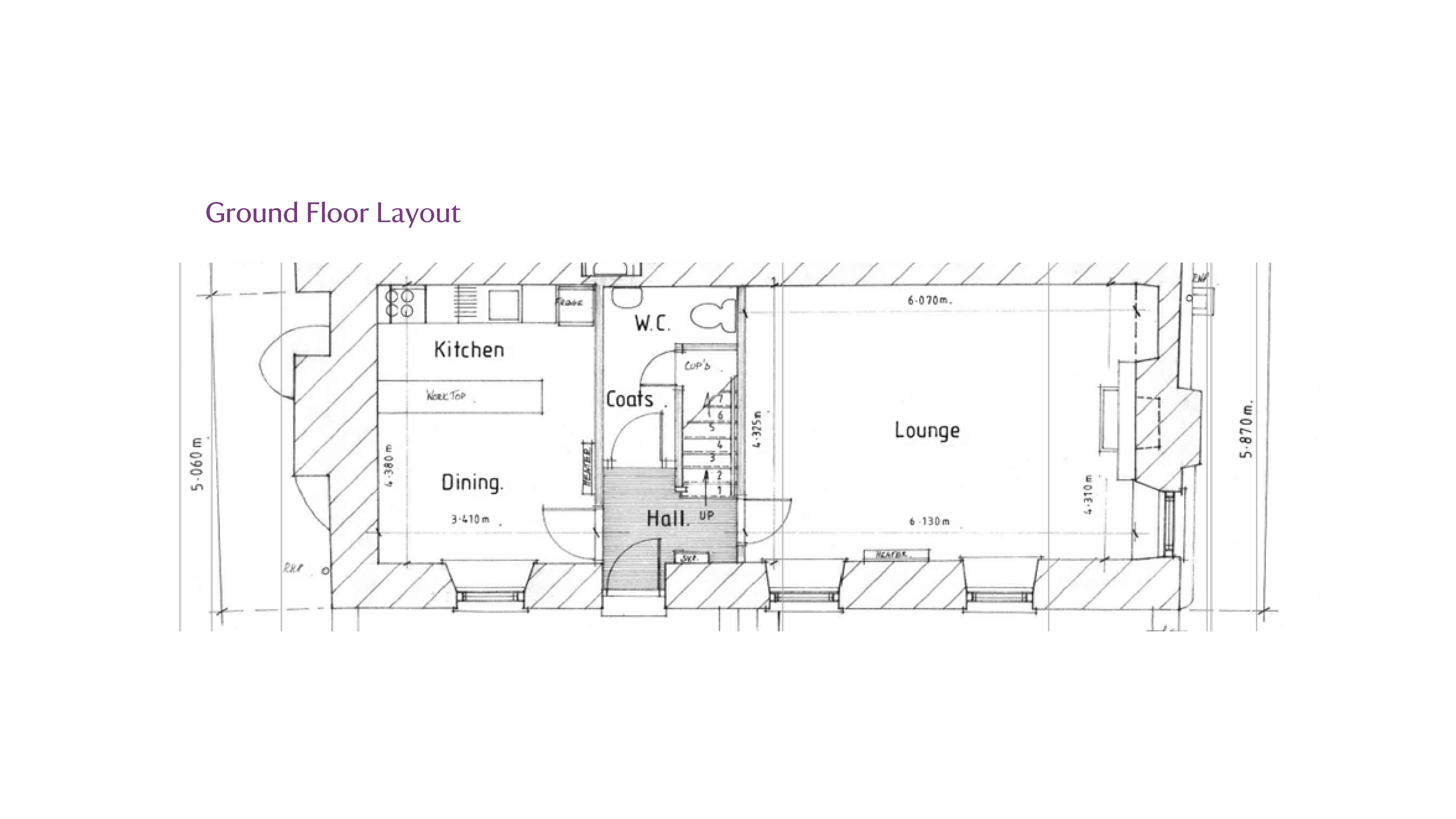 The ground floor plan for Pont Pill Farm House, showing hall, sitting room, kitchen-diner and cloakroom with toilet
