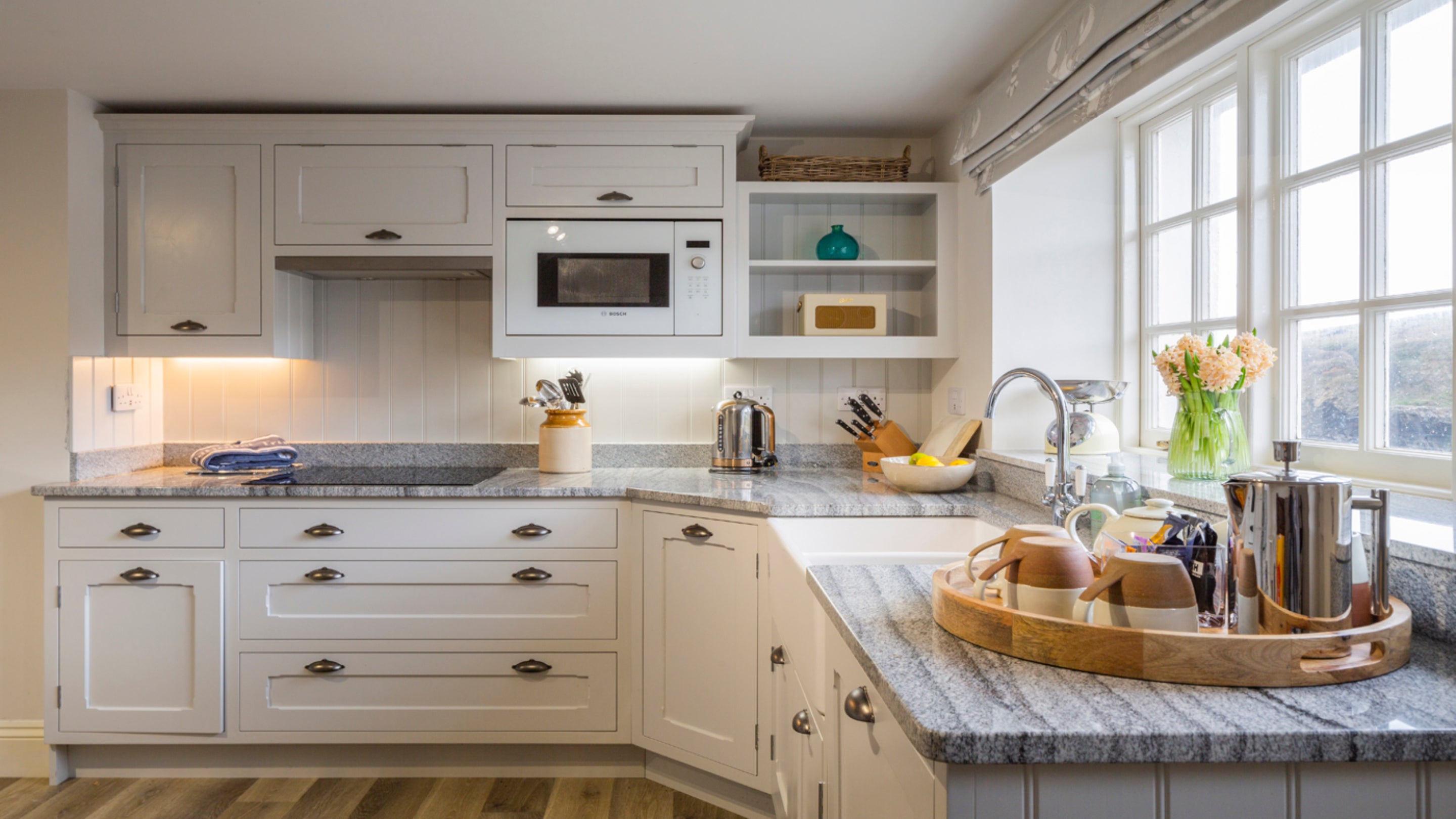 The kitchen at Port Gaverne Beach House, Cornwall