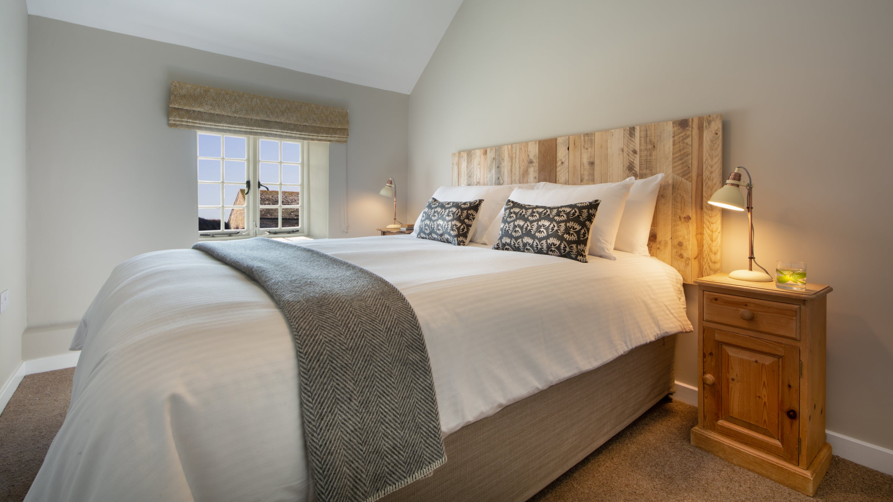 The super-king bedroom (with a zip-and-link bed that can be two singles on request) at Porth Mear Barn, Cornwall