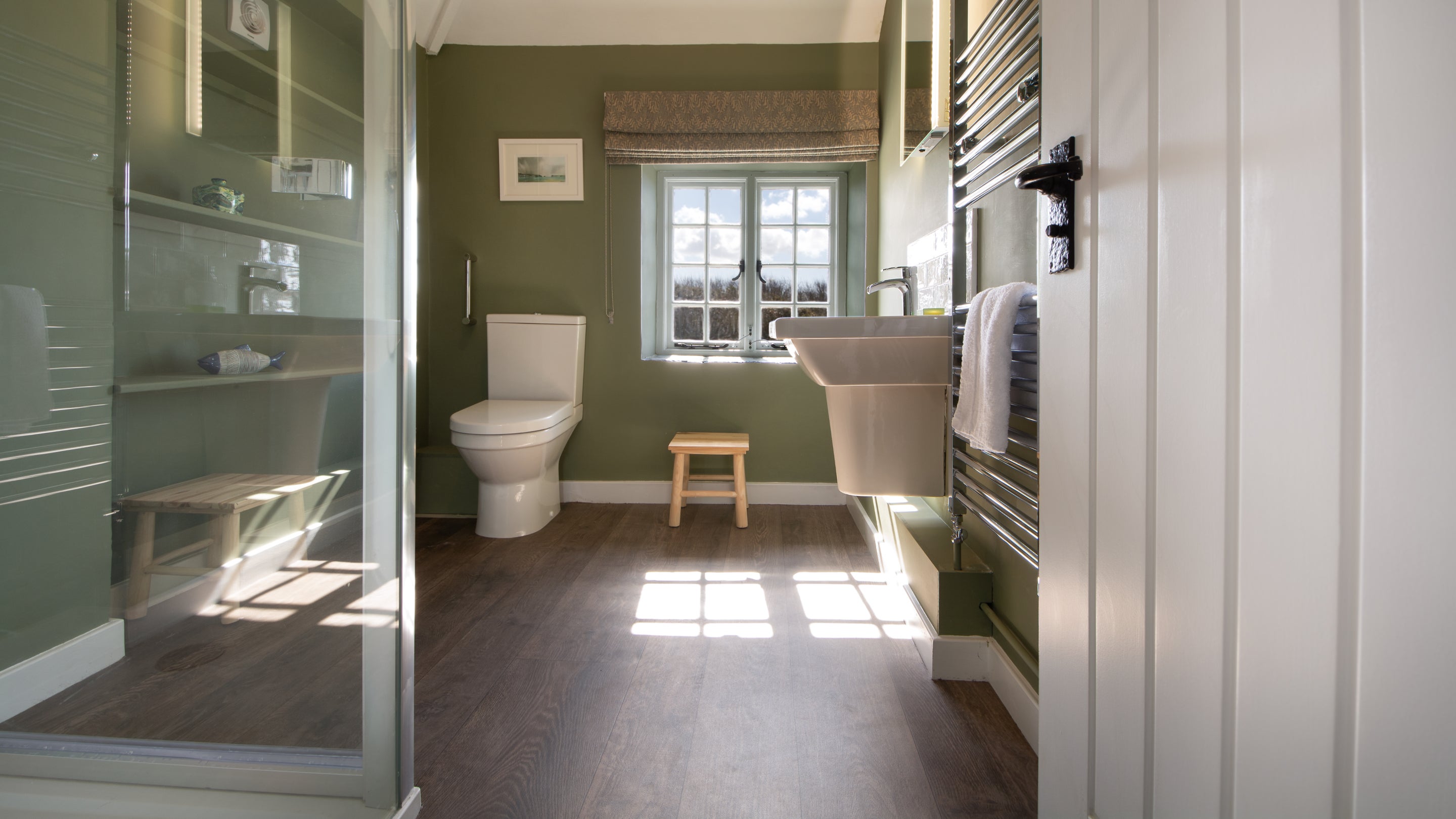 The shower room at Porth Mear Barn, Cornwall