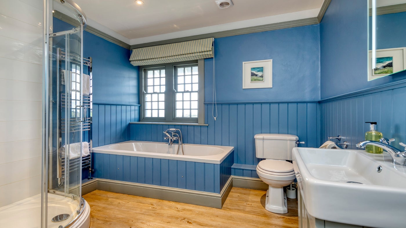 The bathroom at Porth Mear Cottage, near Padstow, Cornwall 