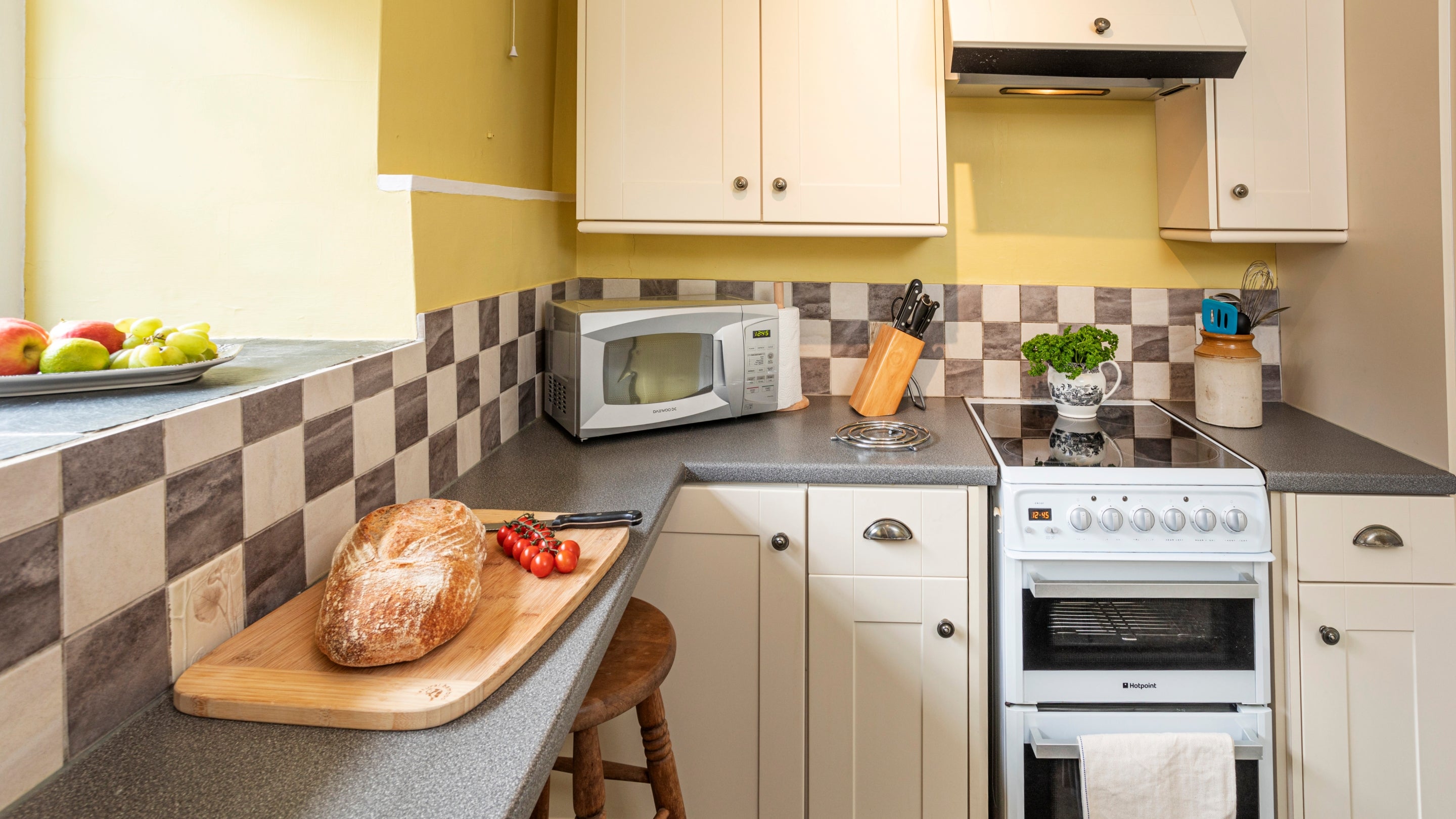 The kitchen at Roseland Old School House, Cornwall