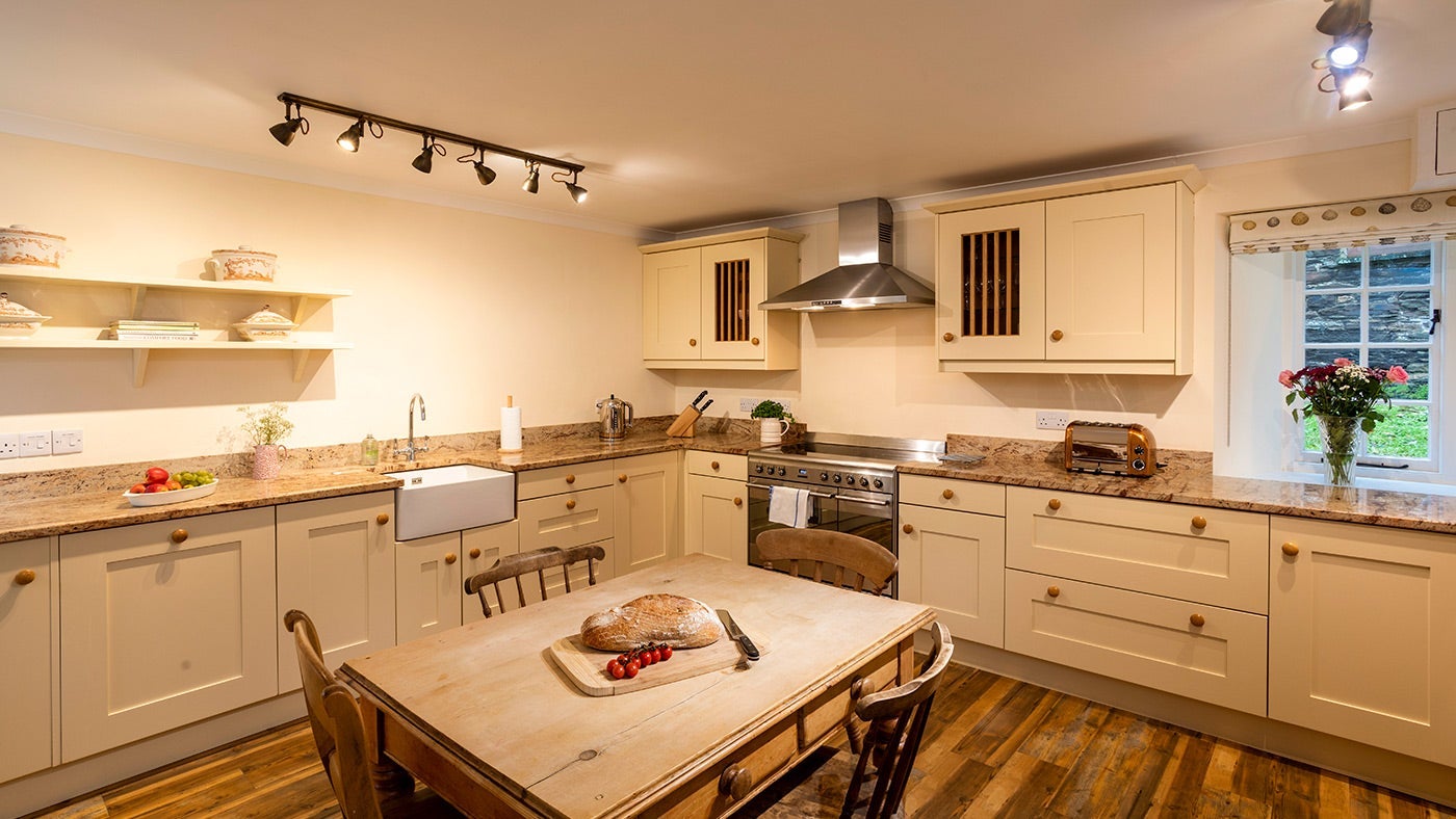 The kitchen at Roseland Porth Barn, Cornwall