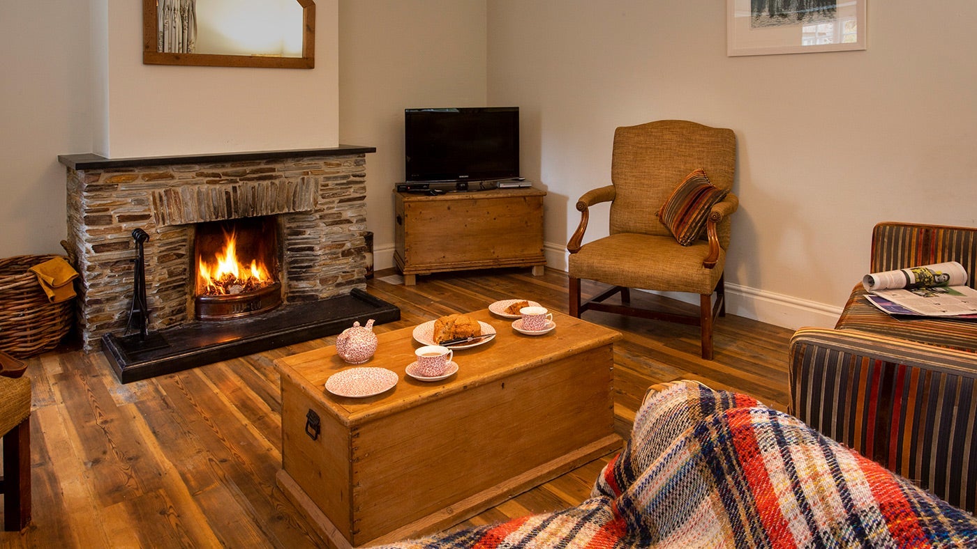 The sitting room at Roseland Porth Barn, Cornwall