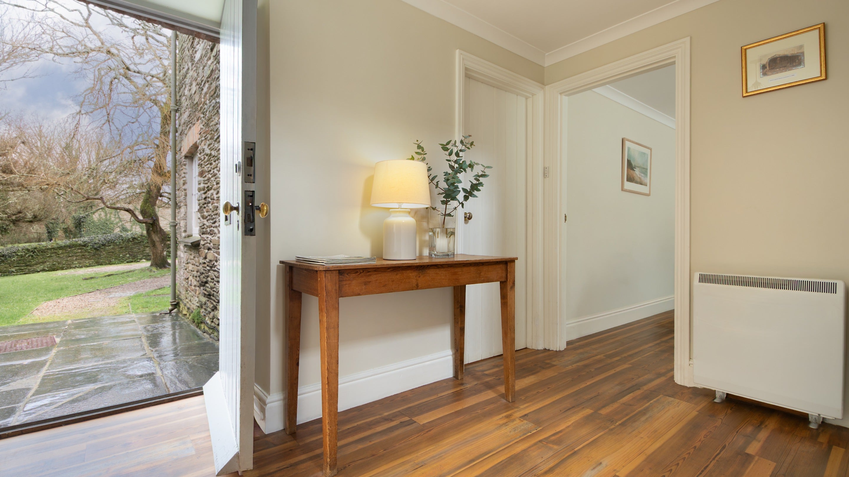 The entrance hall at Roseland Porth Barn, Cornwall