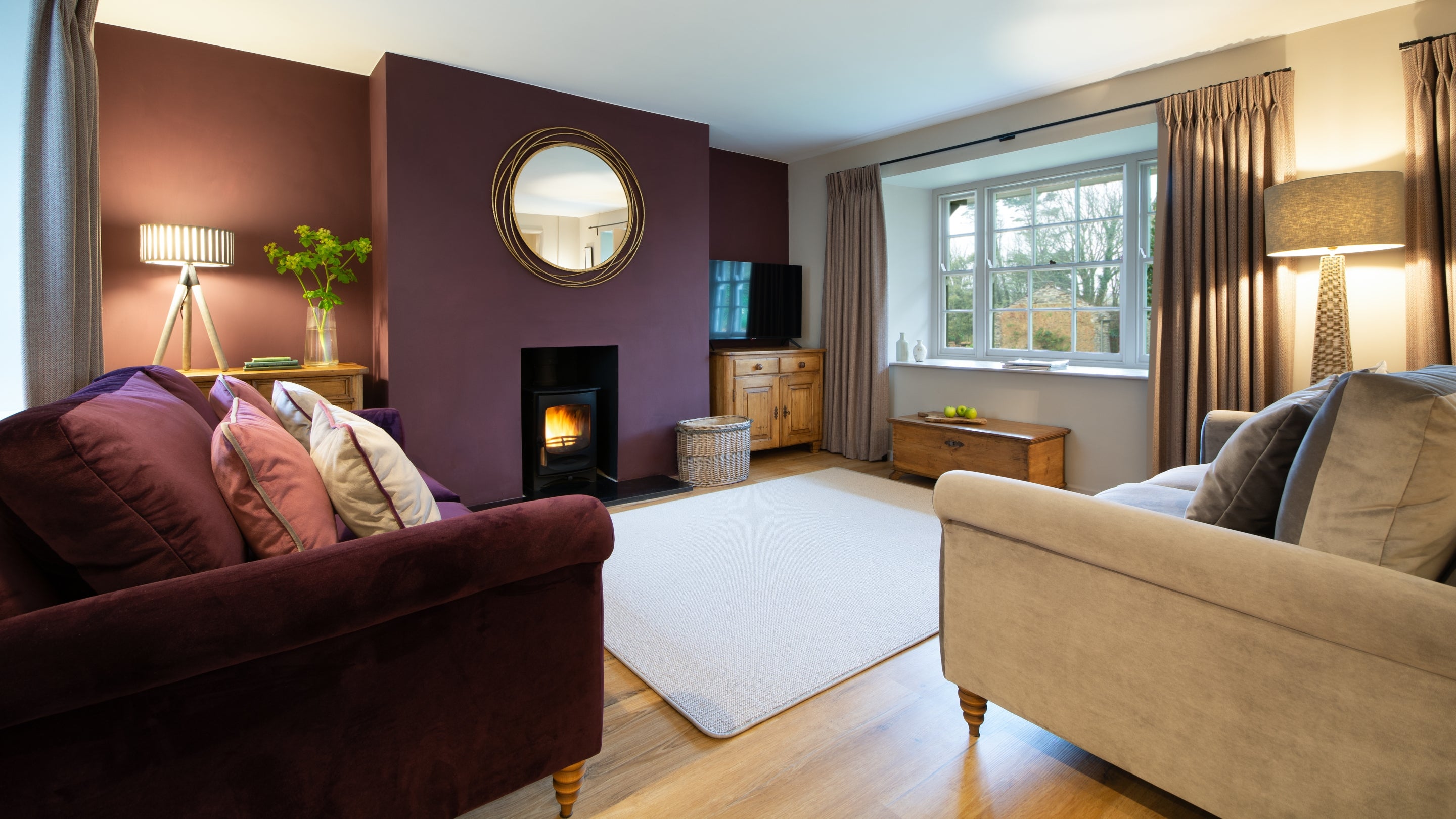 The sitting room at Roseland Porth Farm Cottage, Cornwall