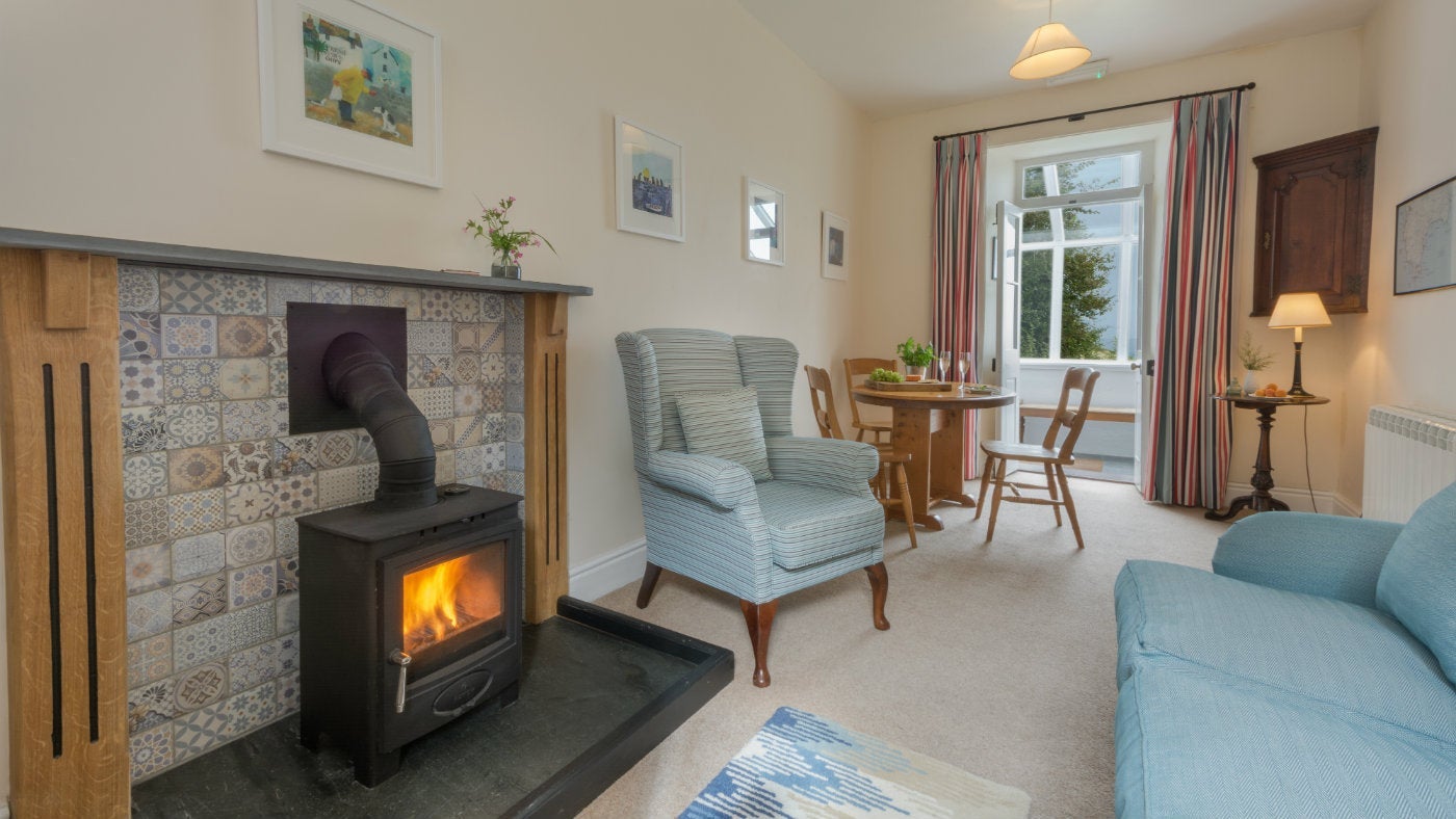 The sitting and dining area at Ruan, Cadgwith, Cornwall