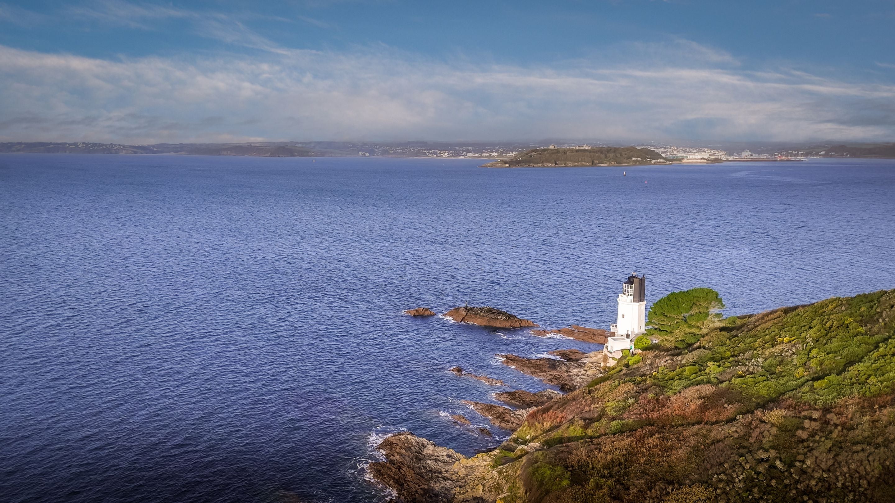 The lighthouse near the holiday cottages at St Anthony Head, Cornwall