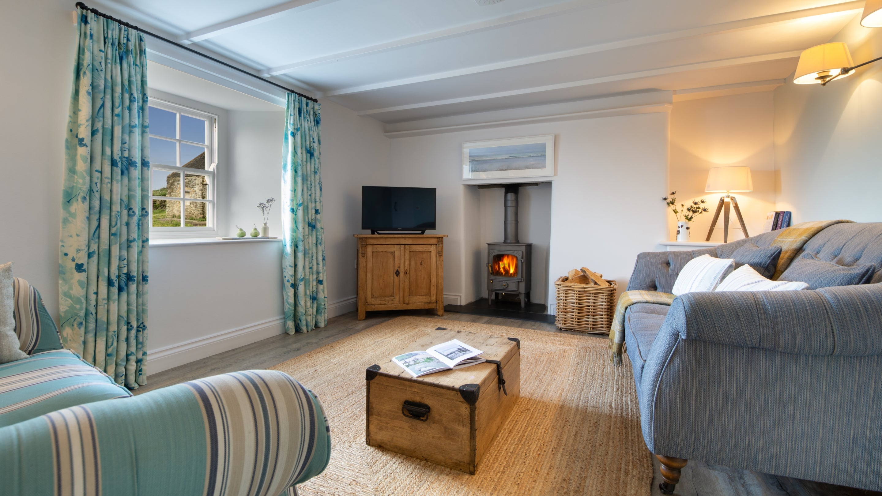 The sitting room at Stepper View, Cornwall