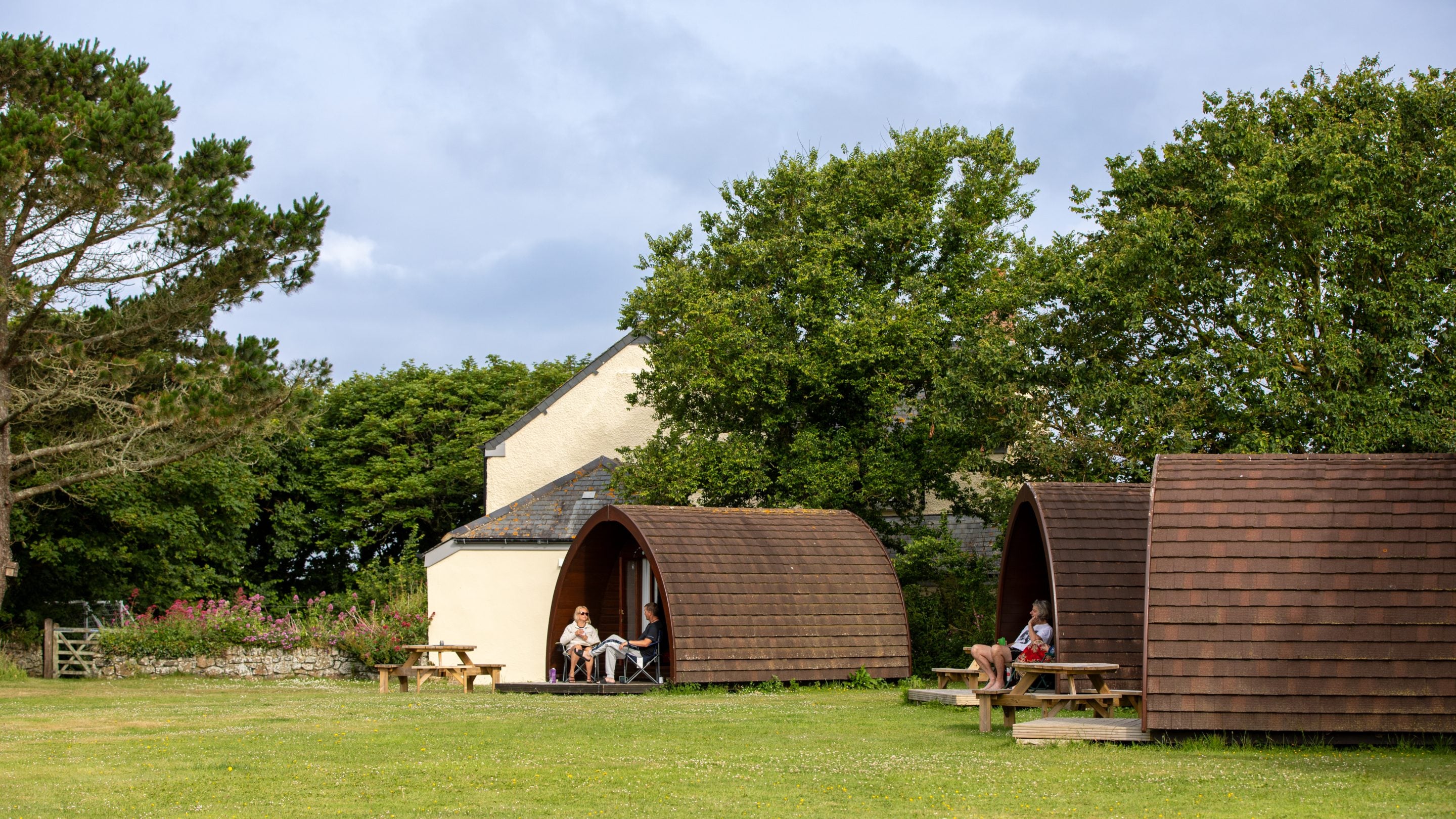 The cluster of pods at Teneriffe Farm Campsite, Cornwall