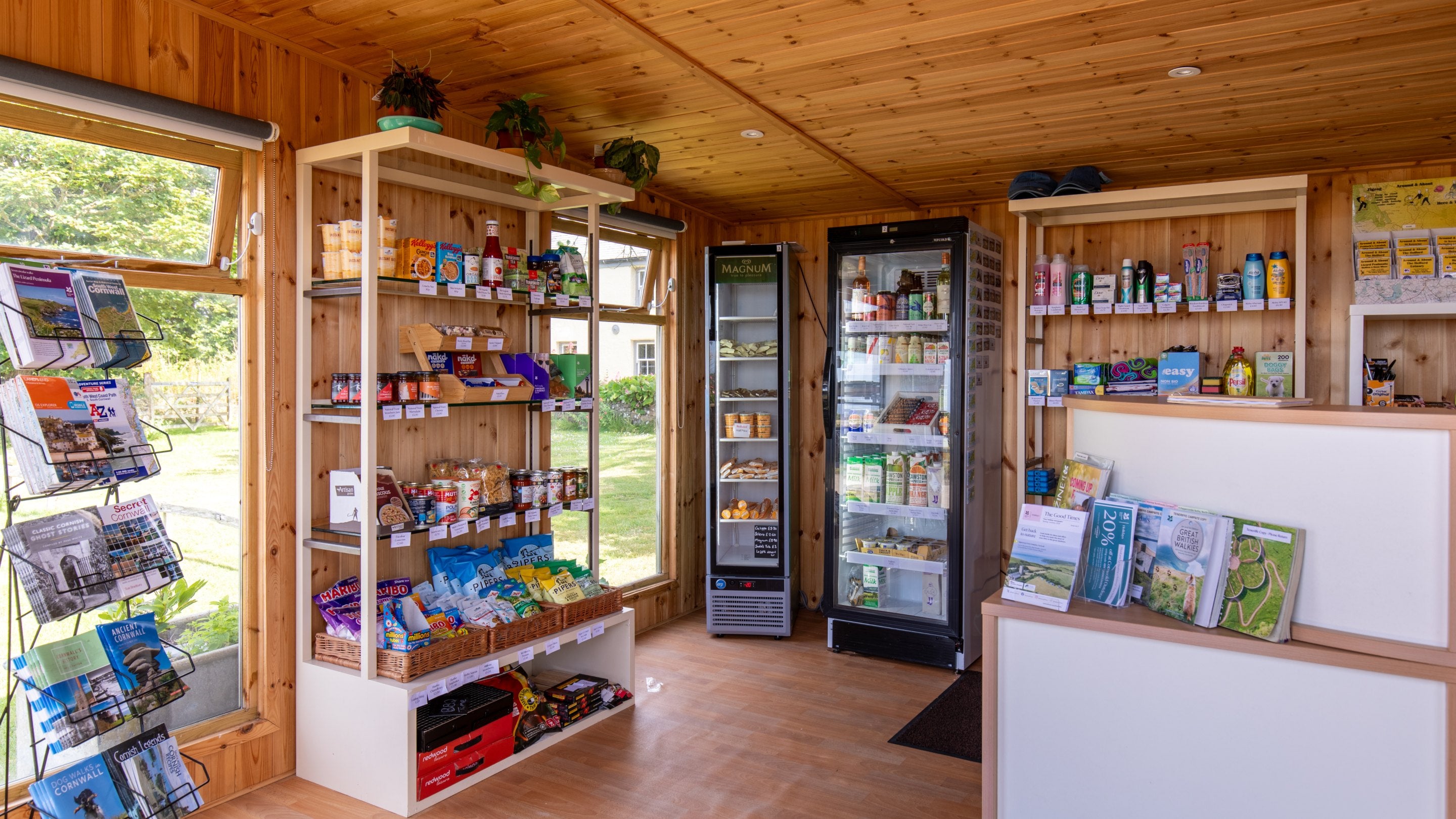 Inside the shop at Teneriffe Farm Campsite, Cornwall