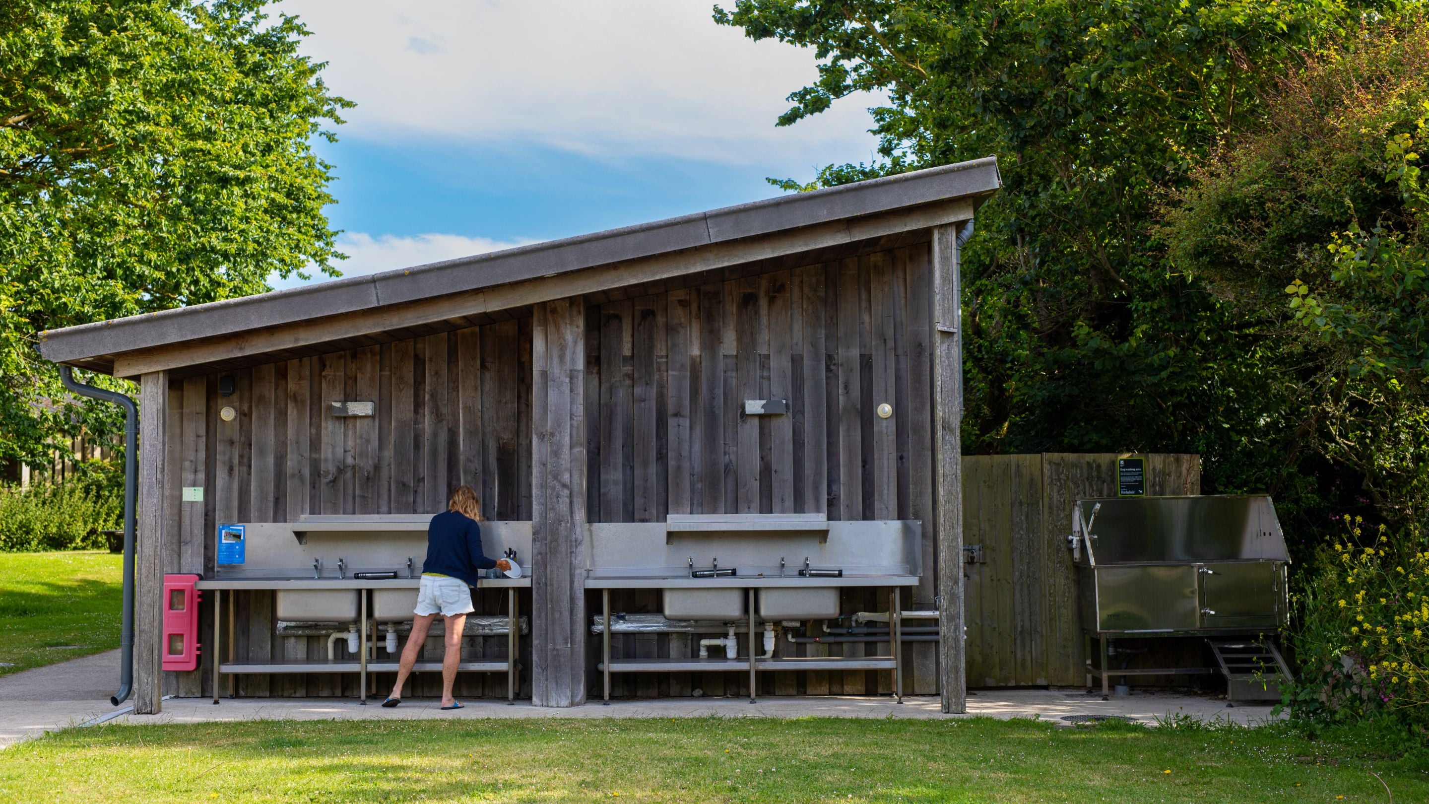 The covered, outdoor washing-up area at Teneriffe Farm Campsite, Cornwall