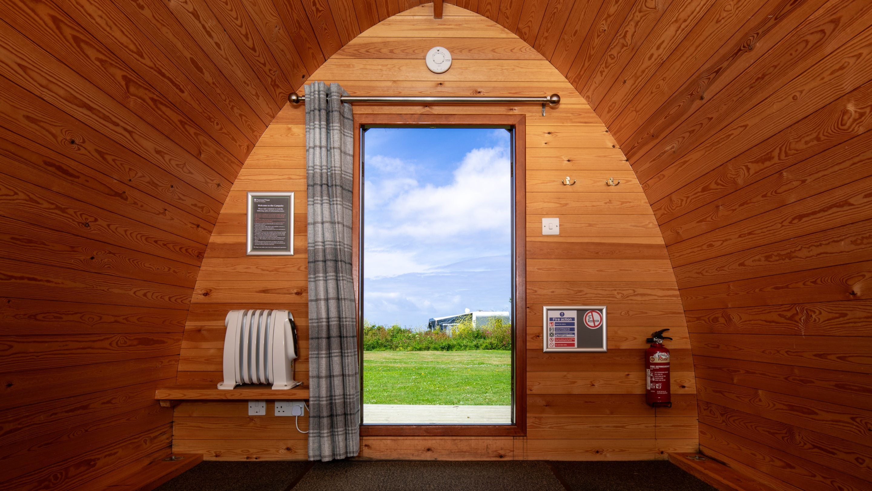 The interior of a pod at Teneriffe Farm Campsite, Cornwall