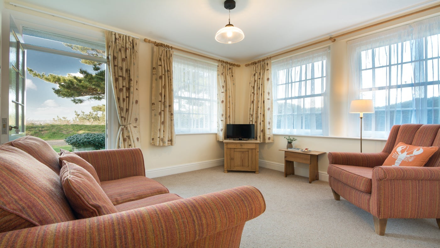 The sitting room at Tiffy's, St Anthony Head, Cornwall