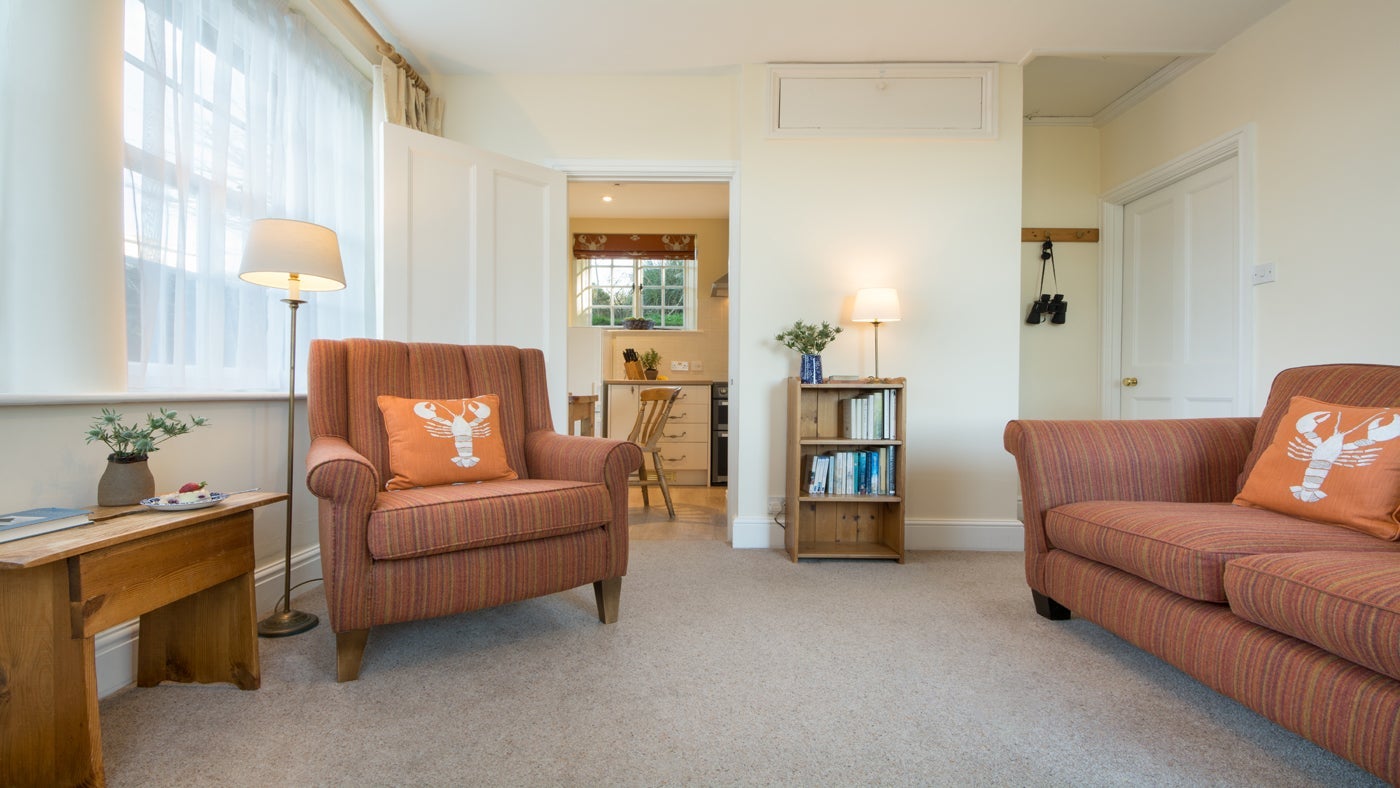 The sitting room at Tiffy's, St Anthony Head, Cornwall