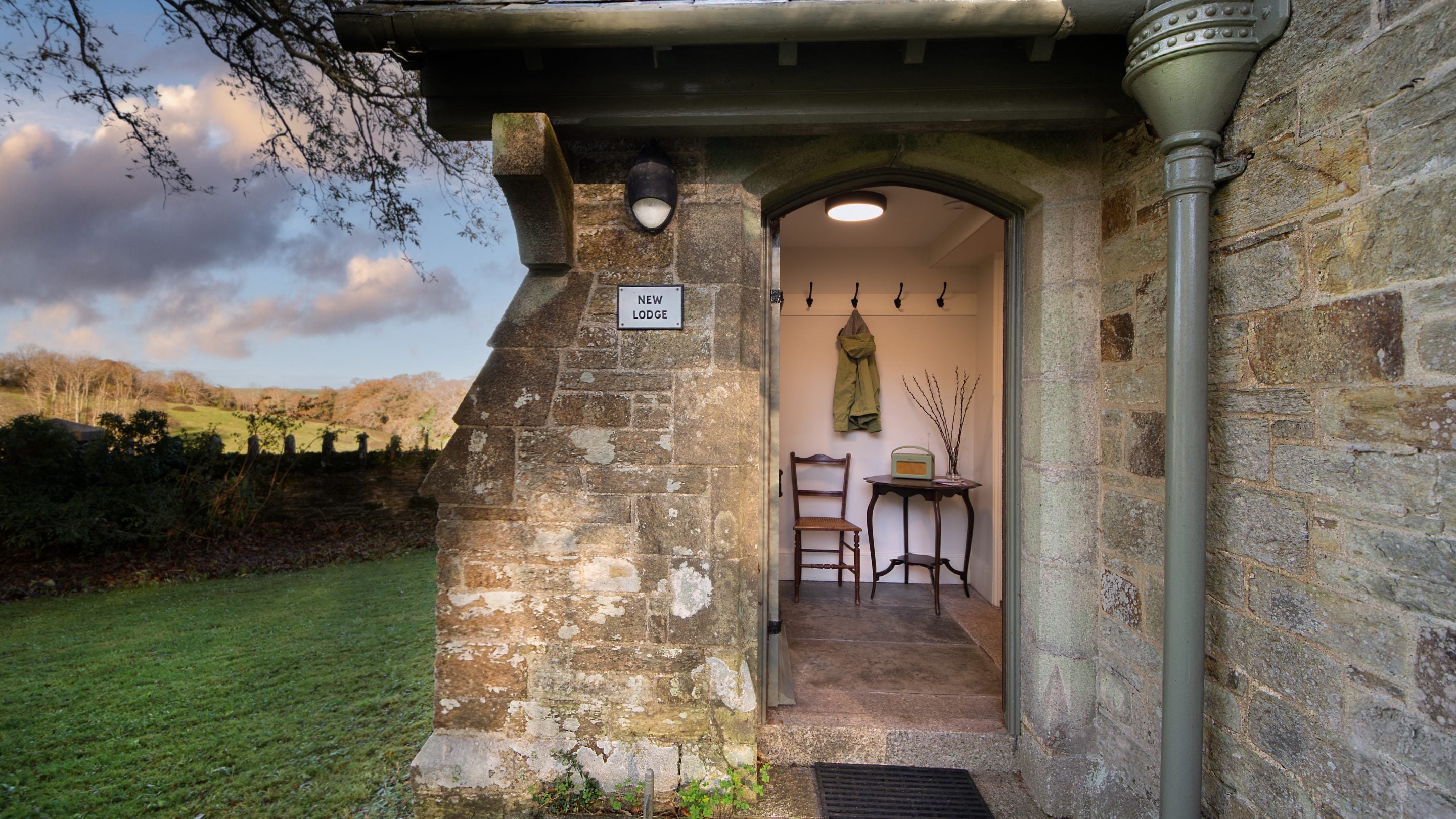 The porch at Trelissick New Lodge, Cornwall