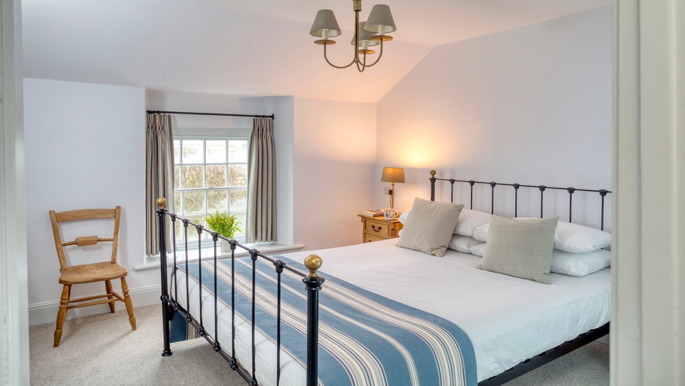 The double bedroom at Trescore, nr Padstow, Cornwall