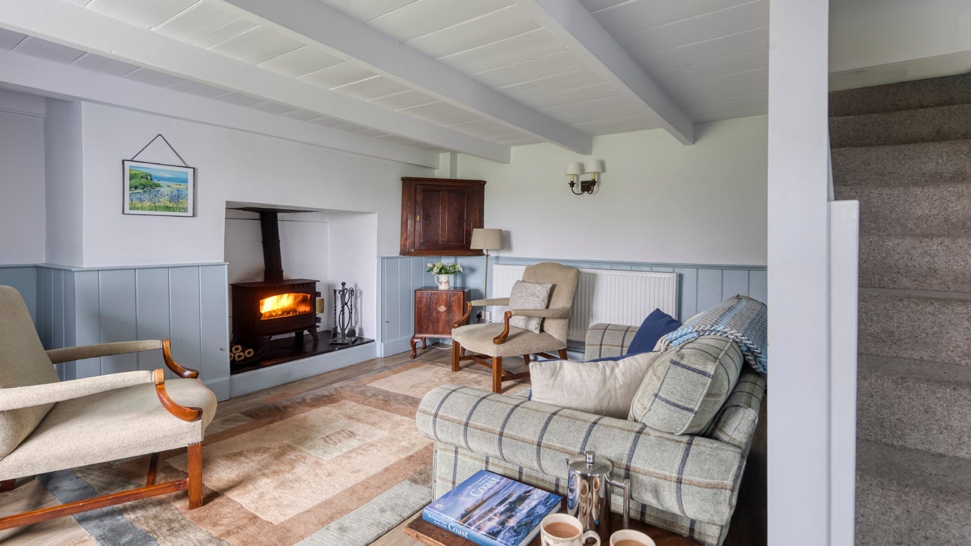 The sitting room at Trescore, nr Padstow, Cornwall