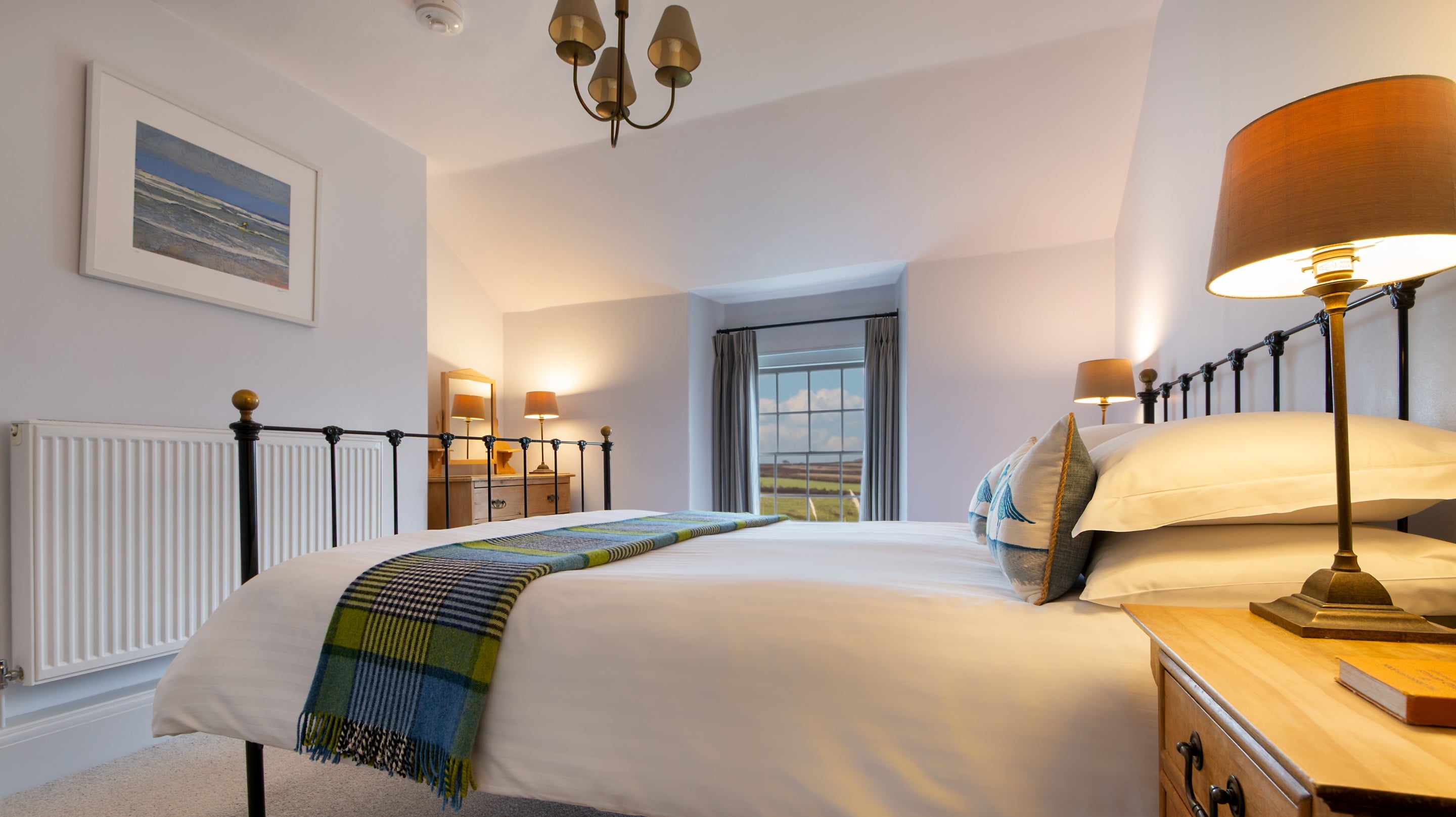 The double bedroom at Trescore, Cornwall